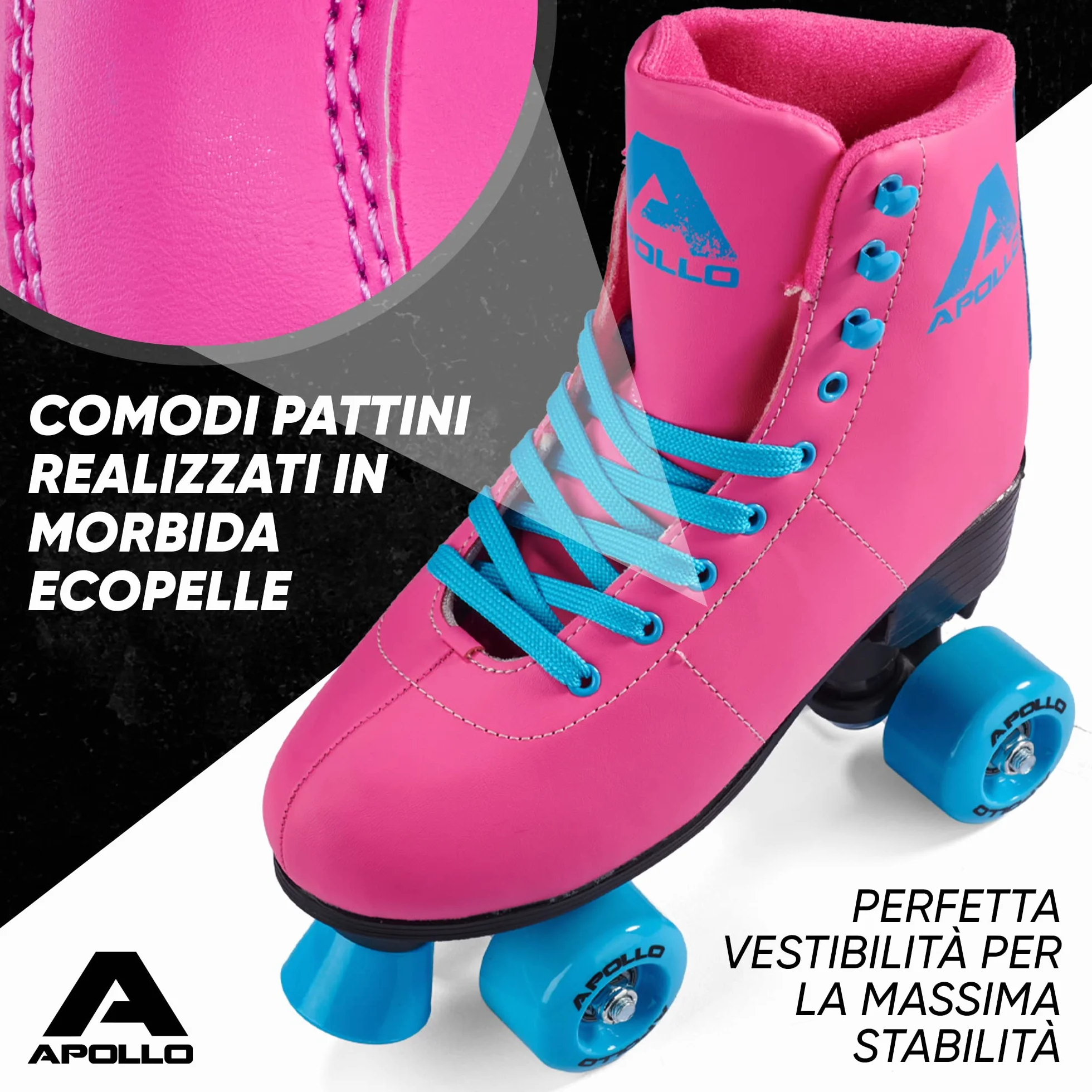 Apollo Pattini a Rotelle Super Quad X Pro | Regolabili per Bambini e Ragazzi | Taglia 31-42