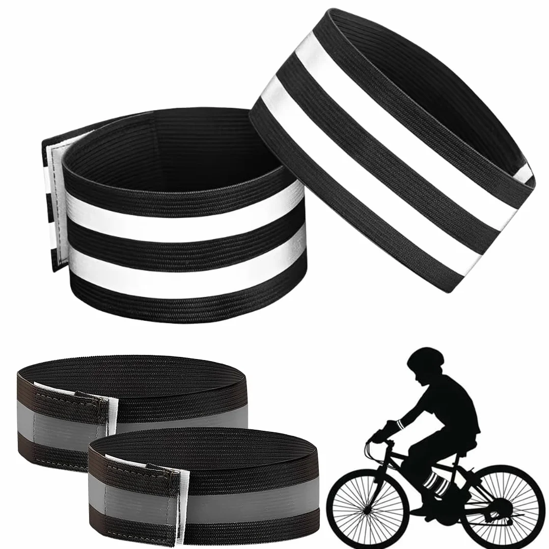 Fasce Riflettenti Elastiche 4 Pezzi Alta Visibilità 360° per Corsa Bici Sport Notturni