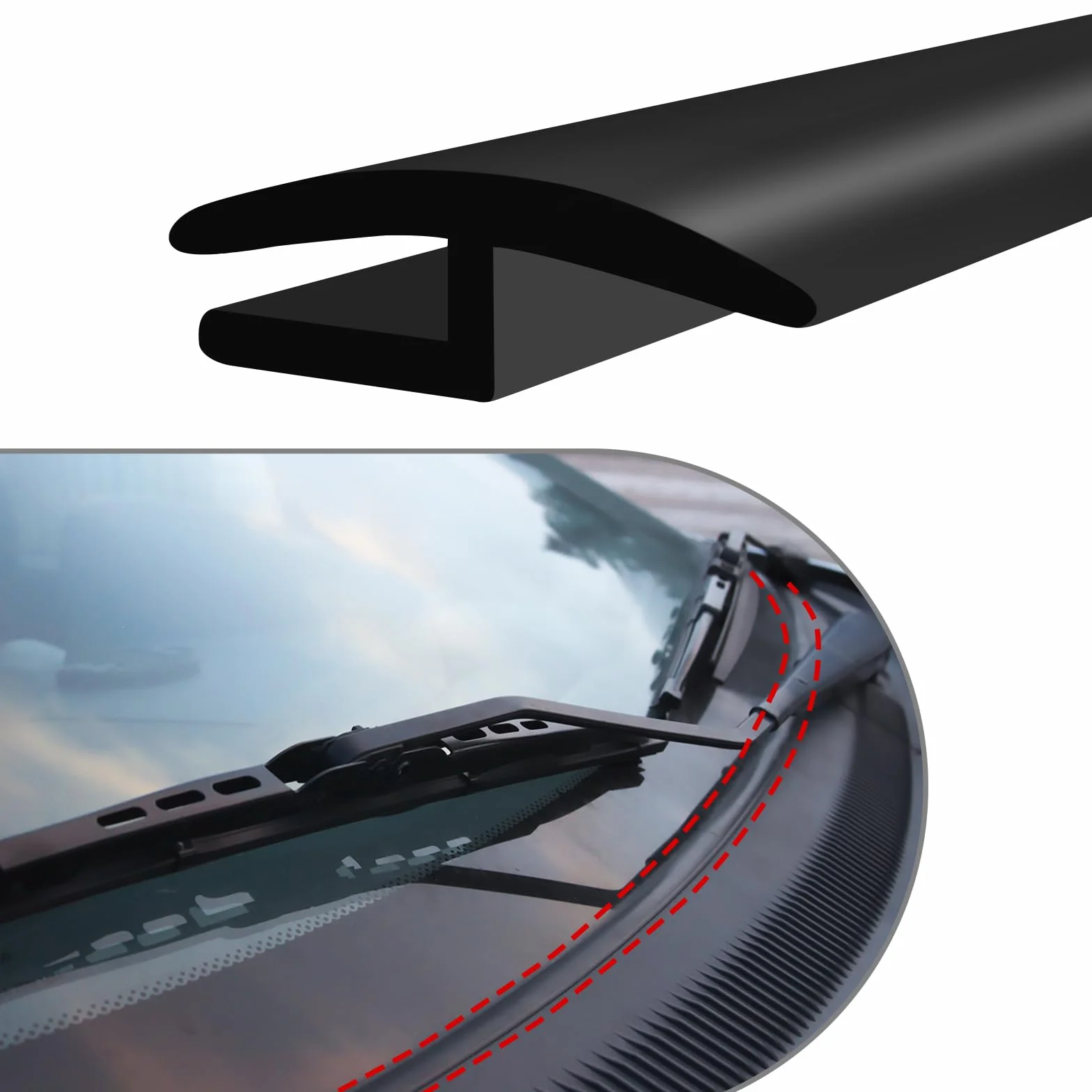 Profilo di Guarnizione Tergicristalli in Gomma a Forma di H 1.8M, Striscia Antiacqua e Fonoassorbente per Parabrezza Auto, Sigillante Finestrino Tagliabile per la Maggior Parte dei Veicoli