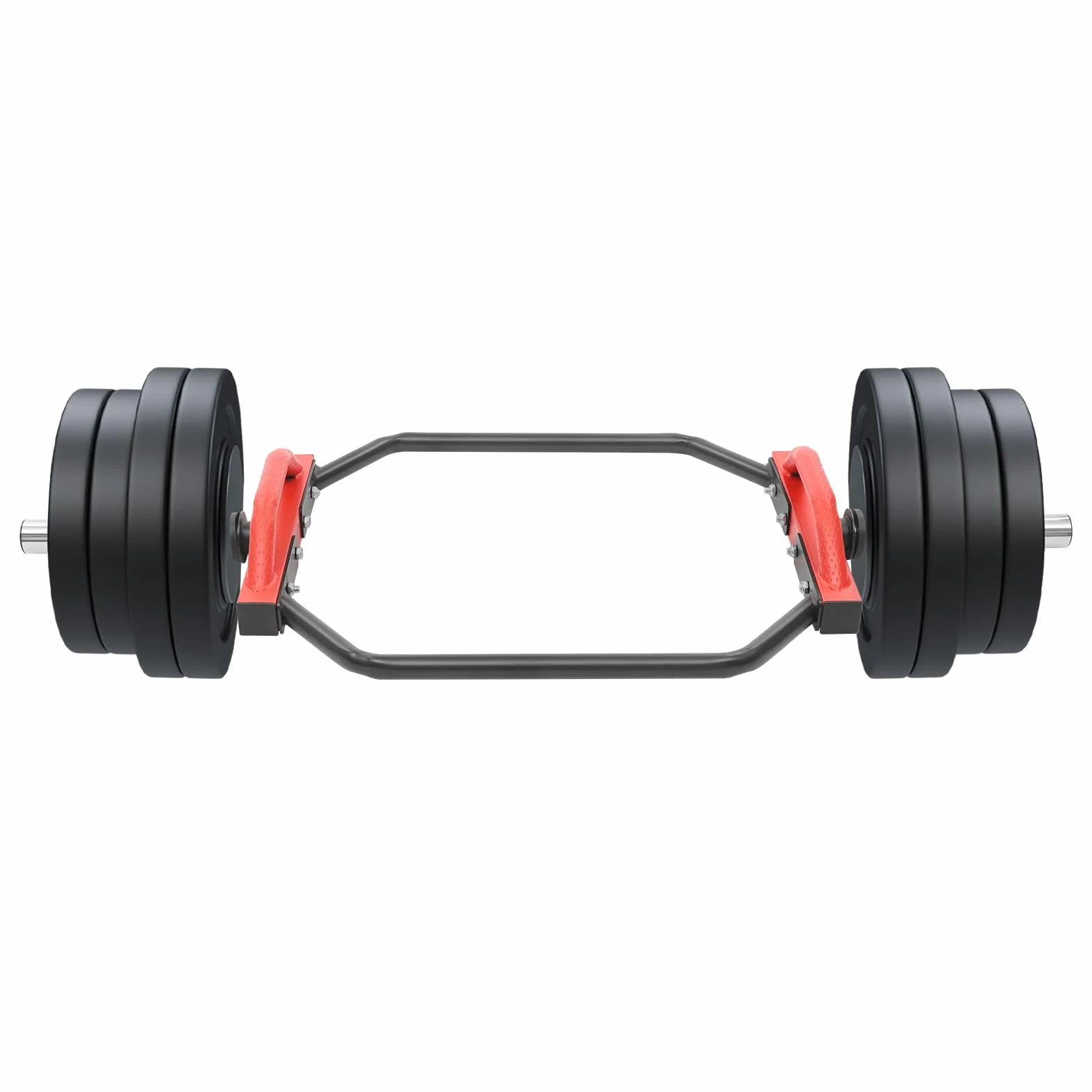 Trap Bar 50 mm attacco Hex Bar 142 cm per sollevamento e squat fino a 150 kg manubrio con clip a molla per allenamento a casa, palestra, tricipiti, rosso