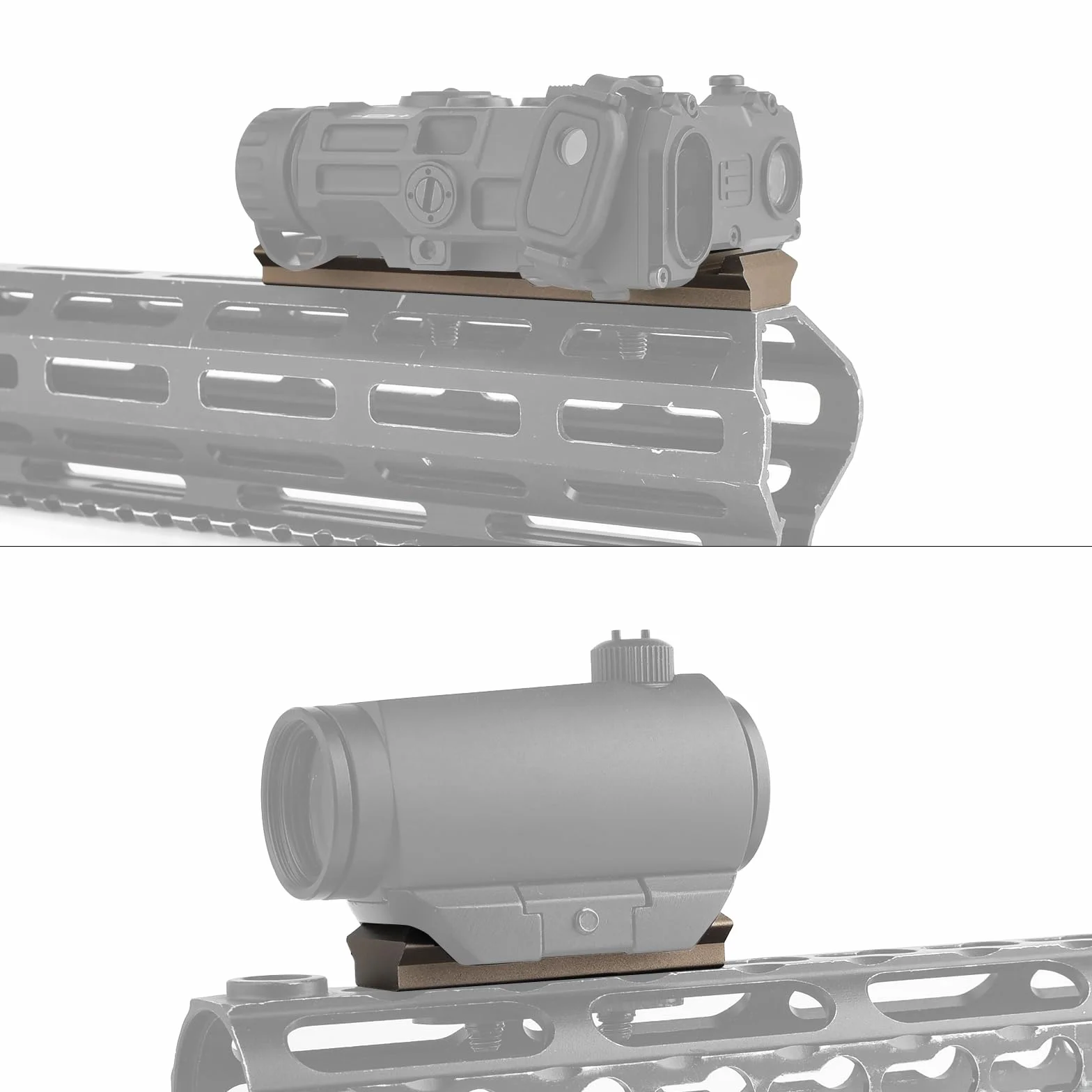 Tattico 3Pcs Picatinny Rail Alluminio Supporto Accessorio Mlok/Keymod Marrone