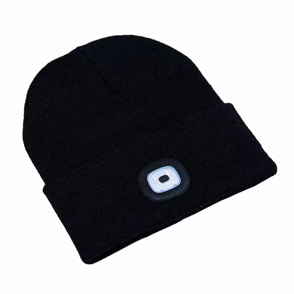 Berretto con lampada frontale a LED USB ricaricabile grigio