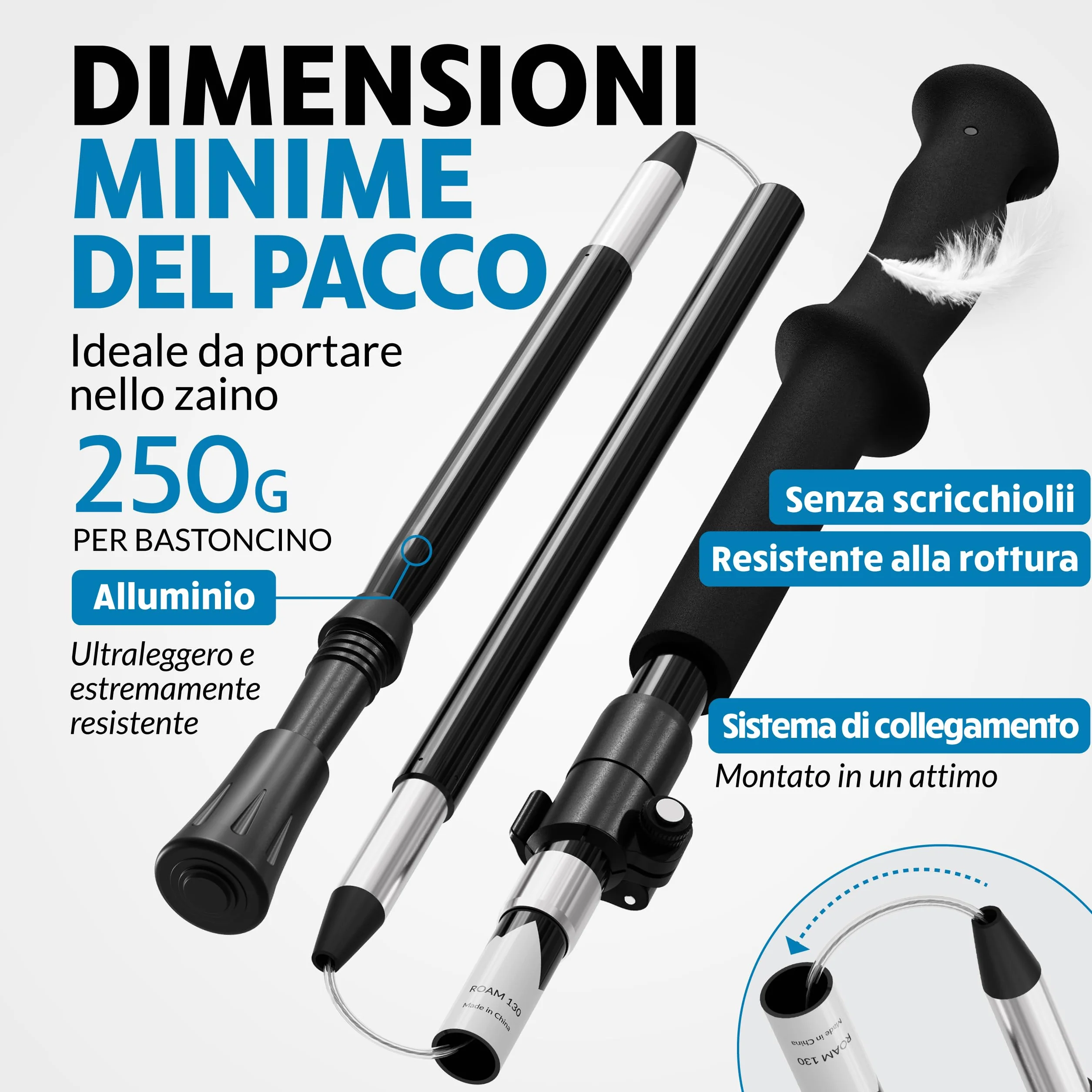 Terra Peak Bastoncini da trekking pieghevole in alluminio estensibili regolabili ultra-leggeri per nordic walking trail running escursionismo