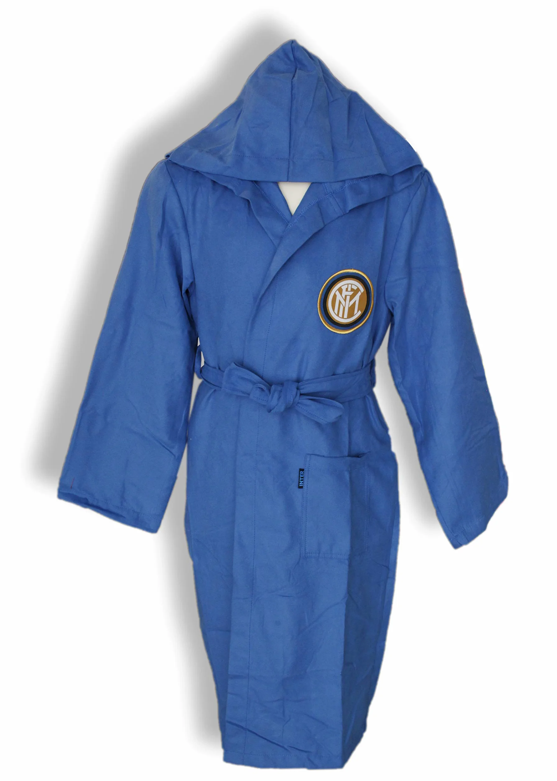 Accappatoio UFFICIALE FC INTER Microfibra con Cappuccio Sacca UOMO Ragazzo Nero Azzurro