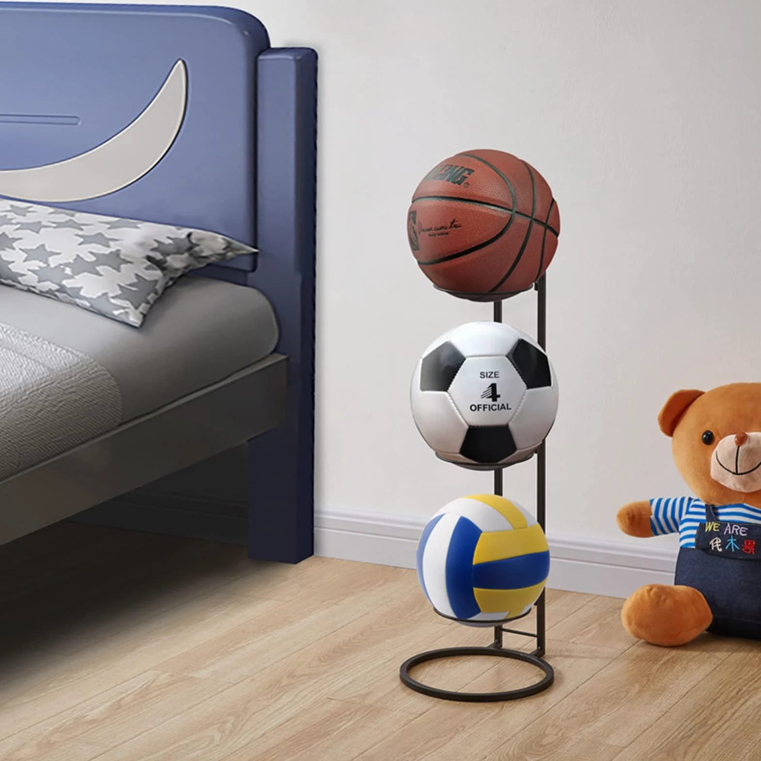 Rastrelliera da Basket e Calcio, Scaffale di Stoccaggio Attrezzature Sportive per Garage