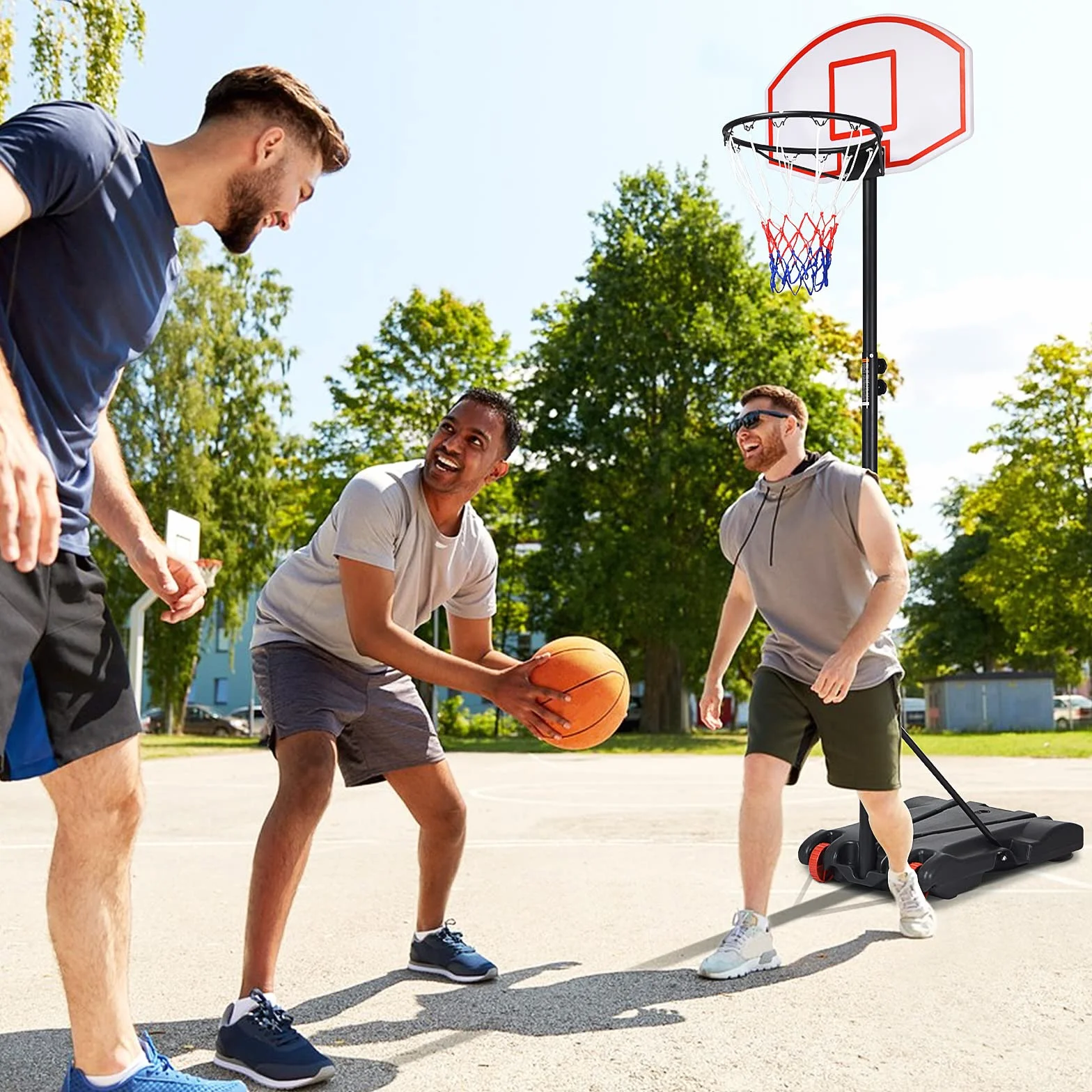 COSTWAY Canestro da Basket Regolabile 178-208 cm per Bambini con Ruote e Base Riempibile