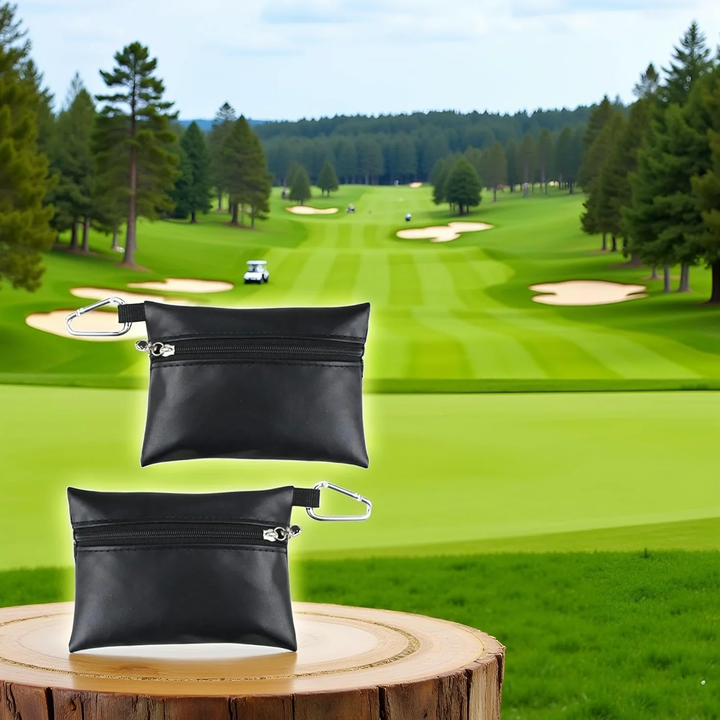 Borsa per tee da golf in pelle con cerniera, accessori per borse da golf, sacchetti neri per mini golf tee