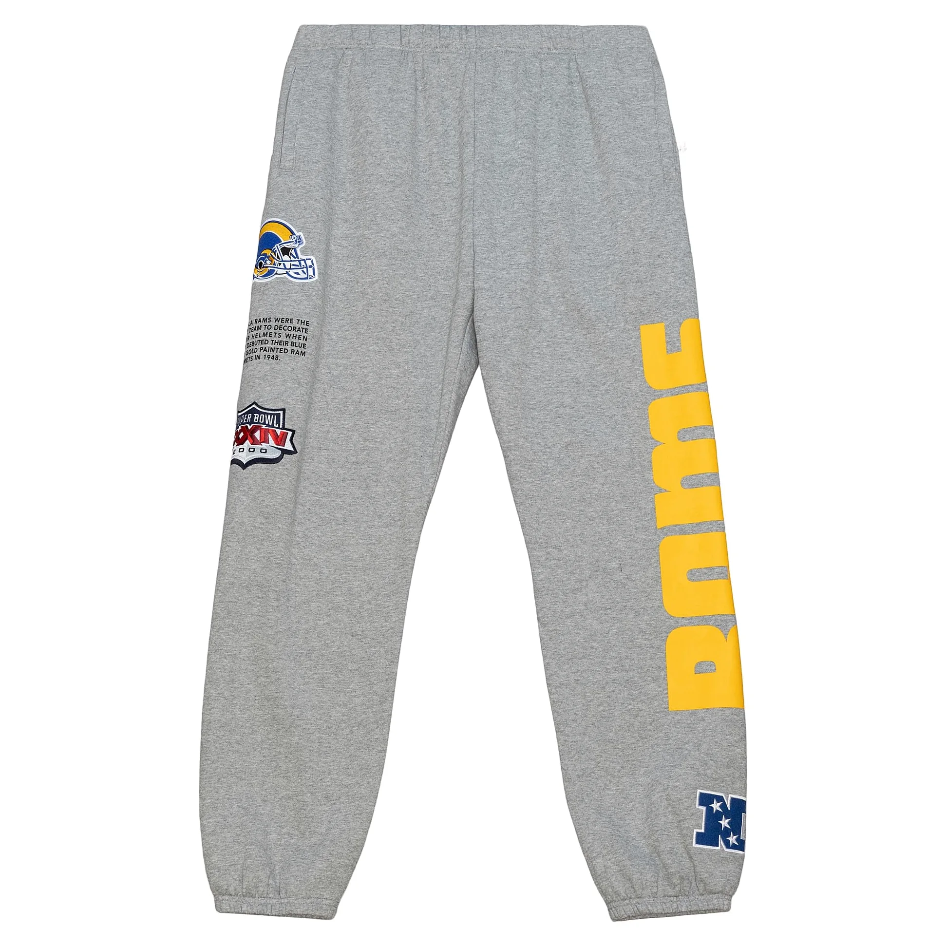 Mitchell & Ness NFL Team Origins Pantaloni da jogging in pile con elastico in vita, con coulisse, applicazioni del team ricamate e gommate, uomini, donne, bambini, unisex, primavera, estate, autunno