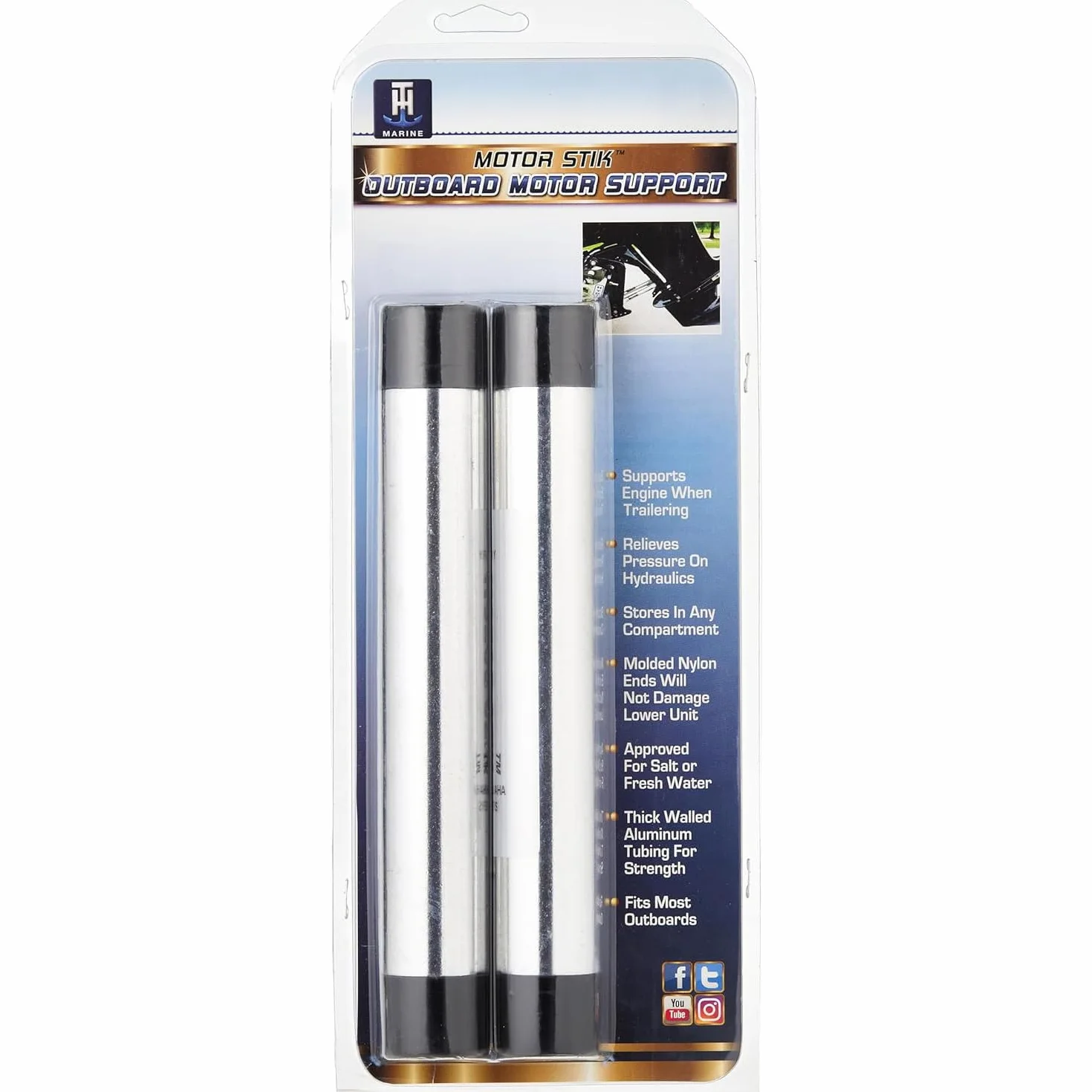 T-H Marine MSS-1-DP Stik Supporto Motore fuoribordo Argento 6,5 UK