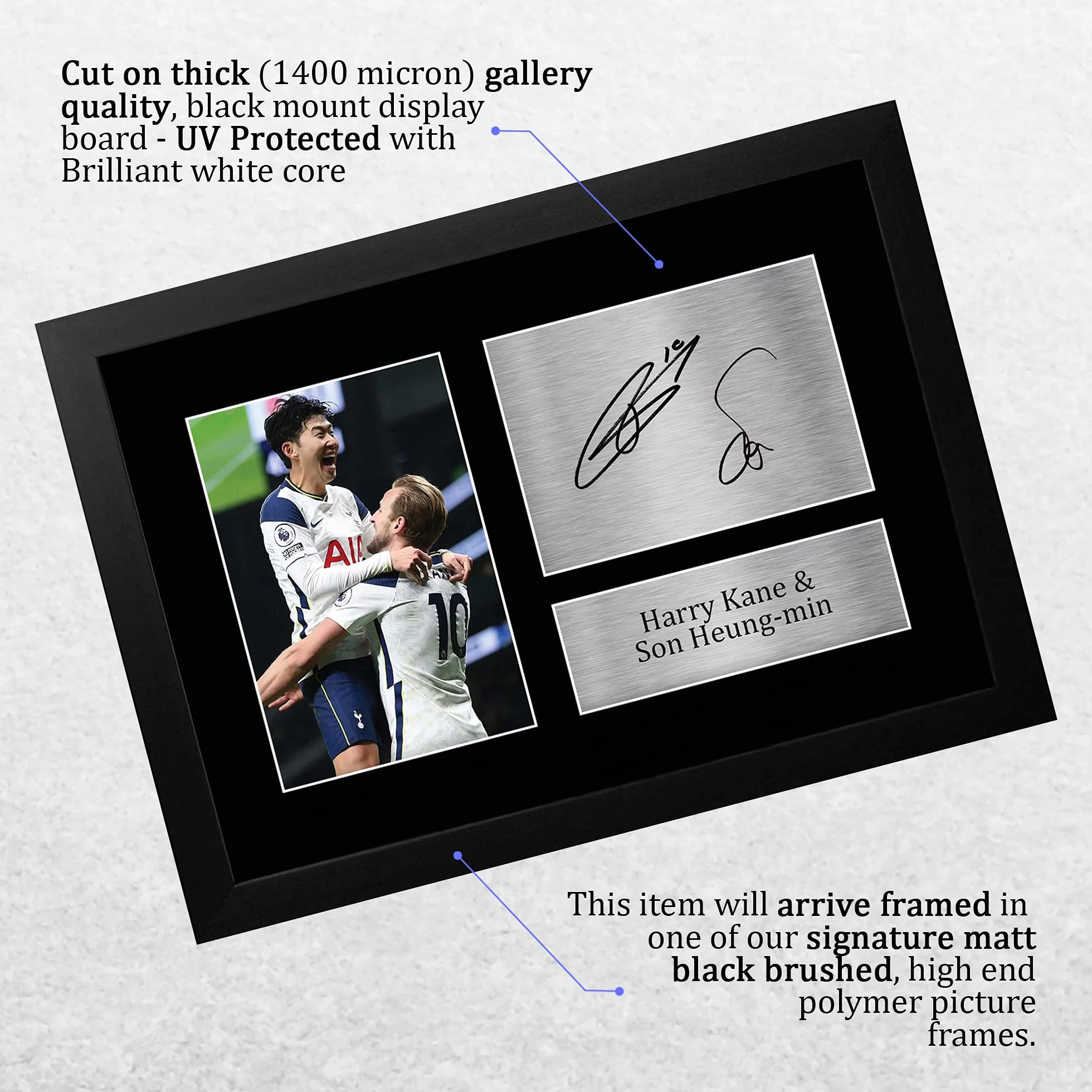 Harry Kane & Son Heung-min Autografata Foto A4 Cornice Regalo Calcio