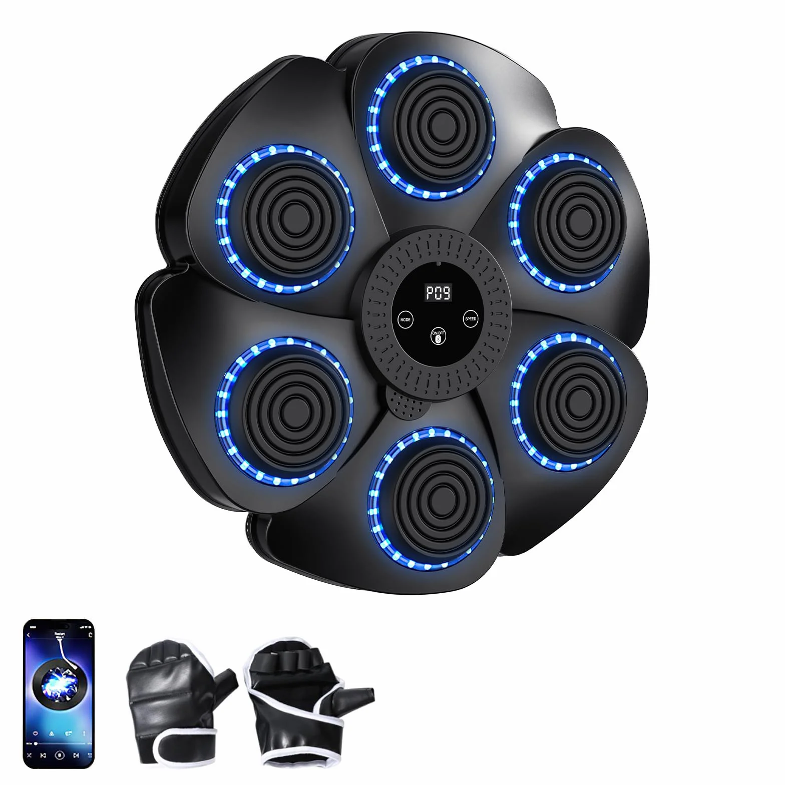 Macchina da boxe musicale, versione 2024 intelligente con Bluetooth e guanti da boxe, montabile a parete, 9 modalità di velocità e di conteggio, per adulti e bambini