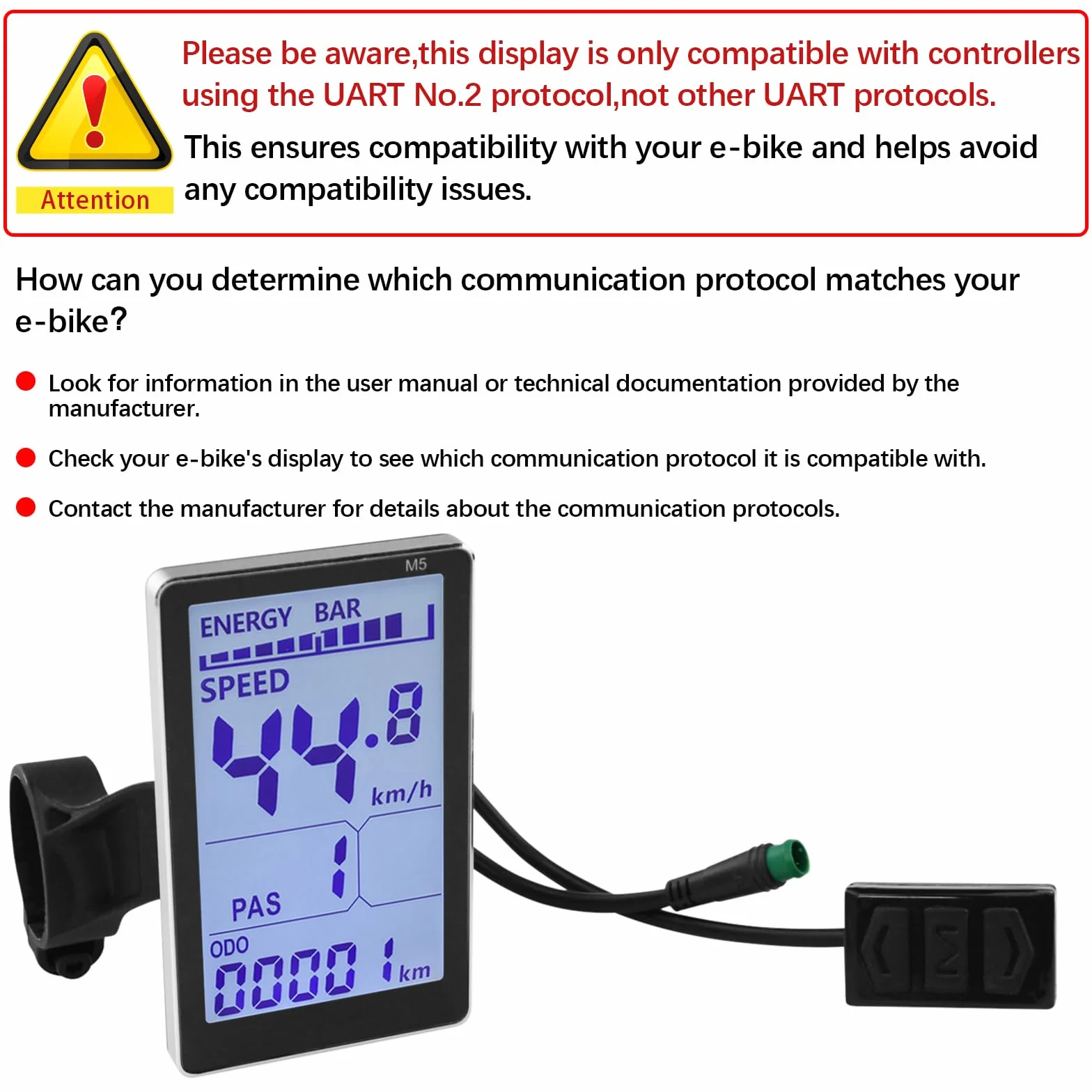 Monitor LCD bici elettrica 24V 36V 48V 60V 5 poli impermeabile scooter elettrico accessori 31,8 22,2 mm