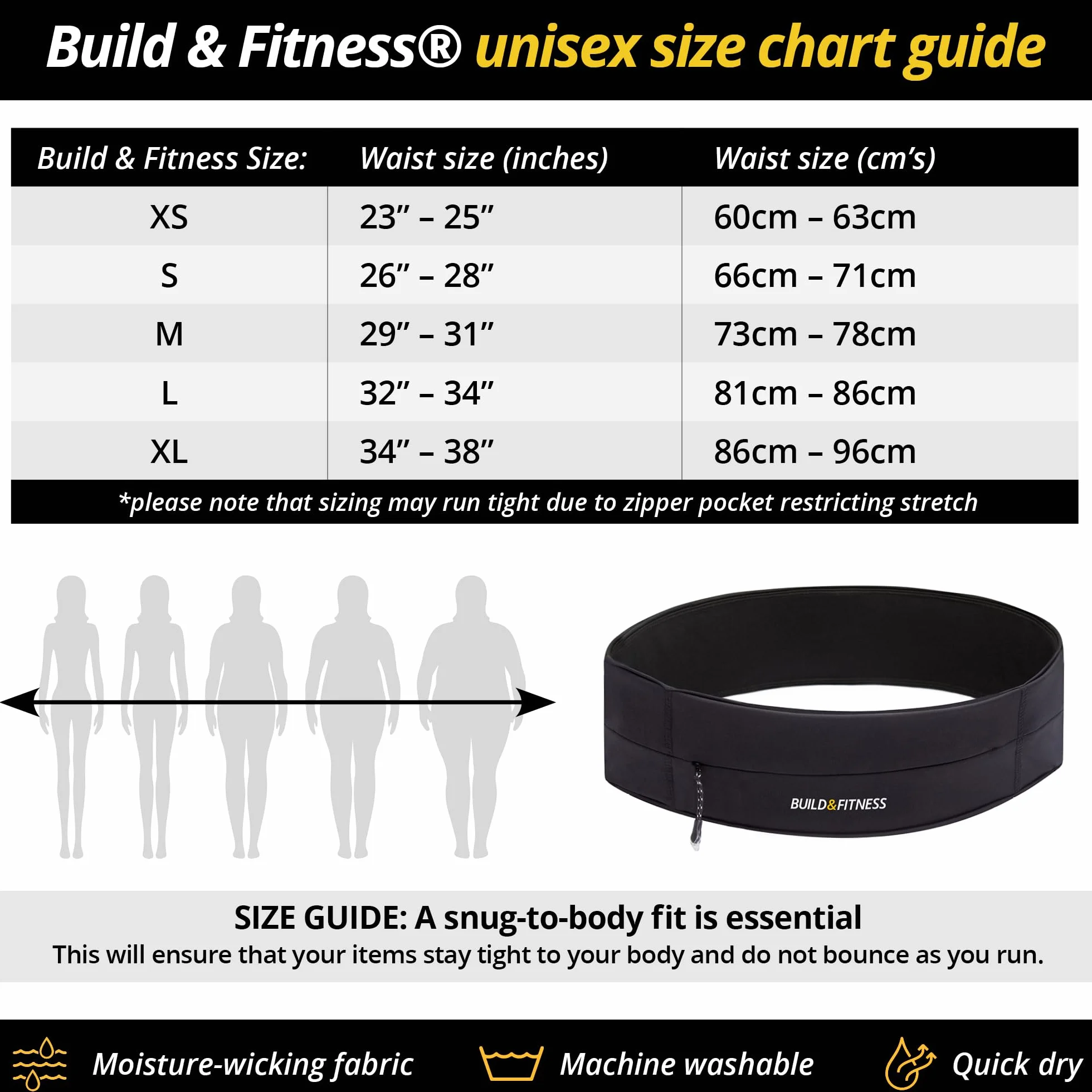 Marsupio Running Build & Fitness con Cerniera e Portachiavi Leggero Sportivo per Cellulare