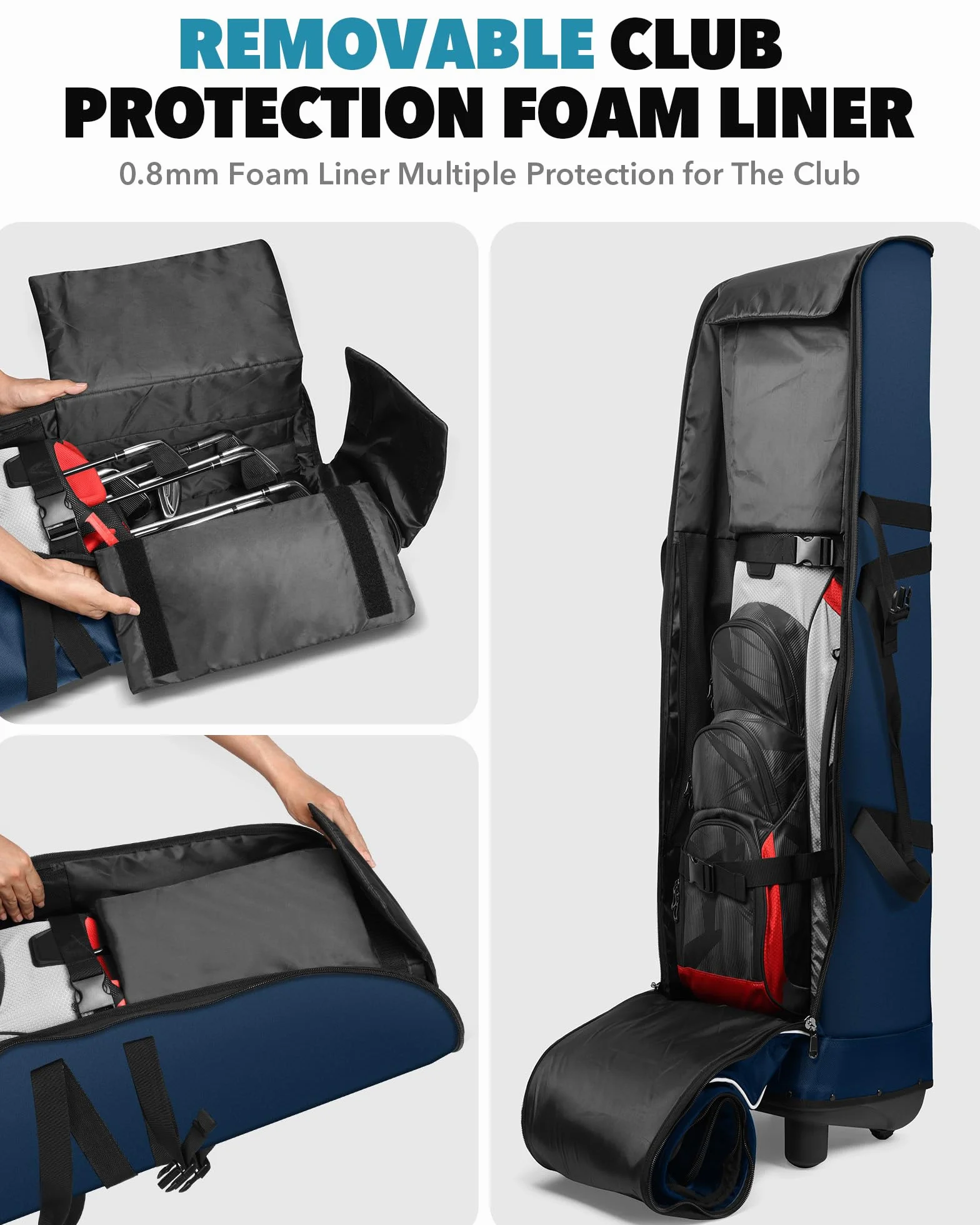 Findway Borsa Viaggio Golf con Cuscinetto Extra Rimovibile, 1680D Heavy Duty Oxford Soft-Sided Resistente All'usura e Impermeabile Custodia da Viaggio