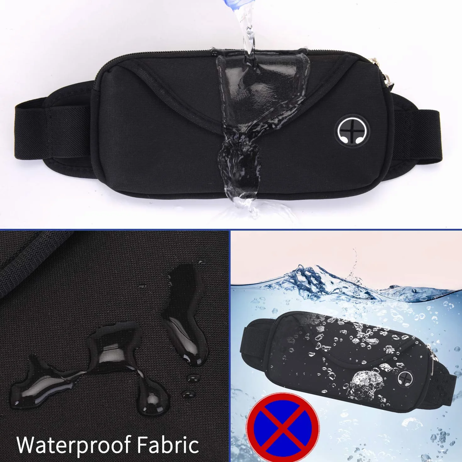 Marsupio Sportivo Impermeabile Running con Tasca Cintura da Corsa per Portafoglio Chiavi iPhone X 7 6 Plus Samsung Huawei Smartphone