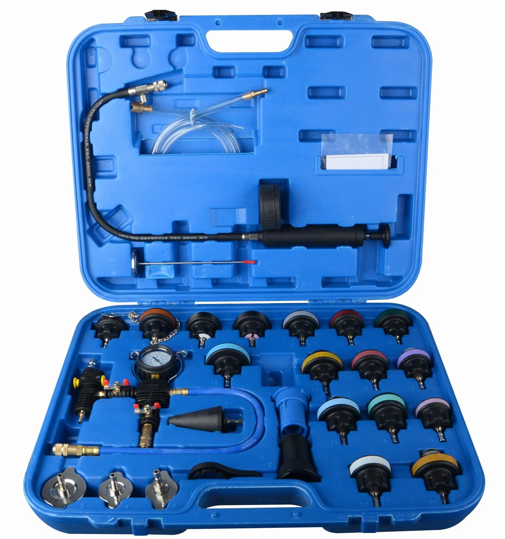 DAYUAN 28 Pezzi Universale Radiatore Pressione Tester Kit per Il Test del Sistema di Raffreddamento, Strumento ad Aria compressa per Auto