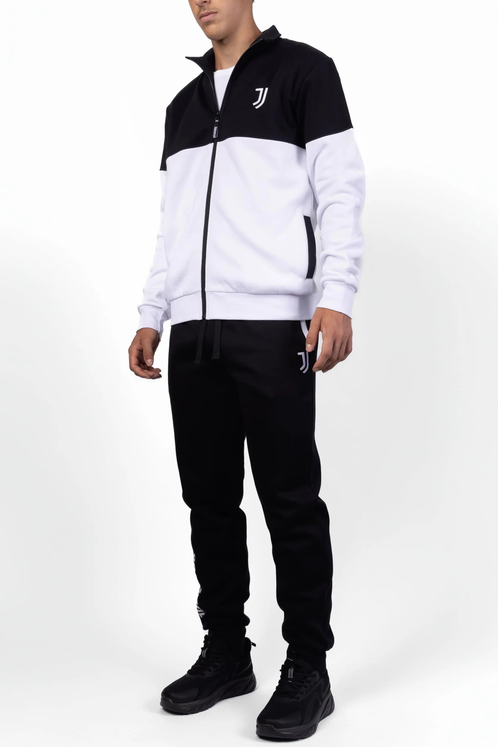 Juventus Blusa Homewear Felpa Garzata Cotone Full Zip Bianco Nero Logo