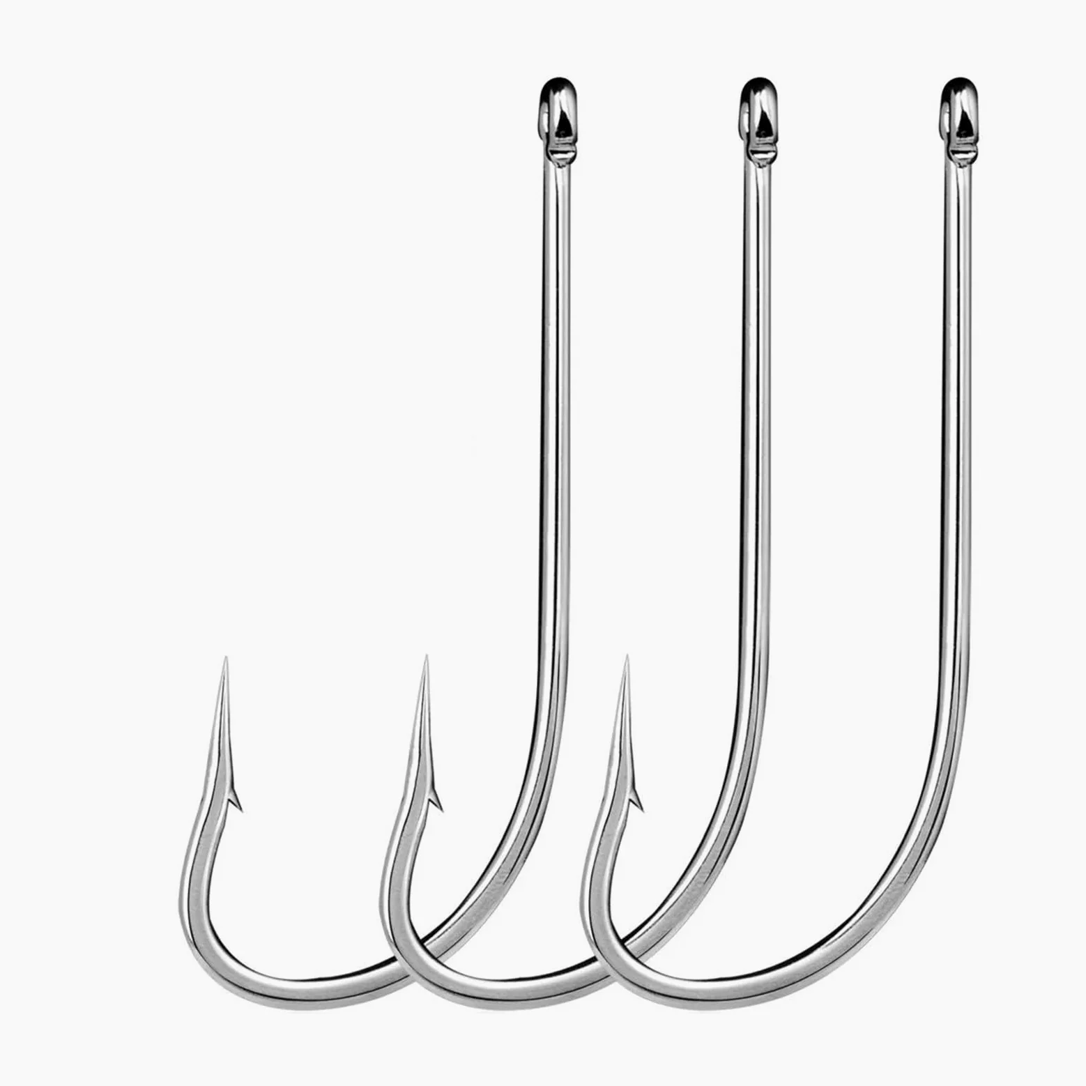 Ami da Pesca in Acqua salata 50~200 Pezzi Ami da Esca affilati Gancio Offset Gancio in Acciaio ad Alto tenore di Carbonio Occhio ad Anello Aberdeen Pesce Gatto Ami for spigola(Size-2 Gap-26m