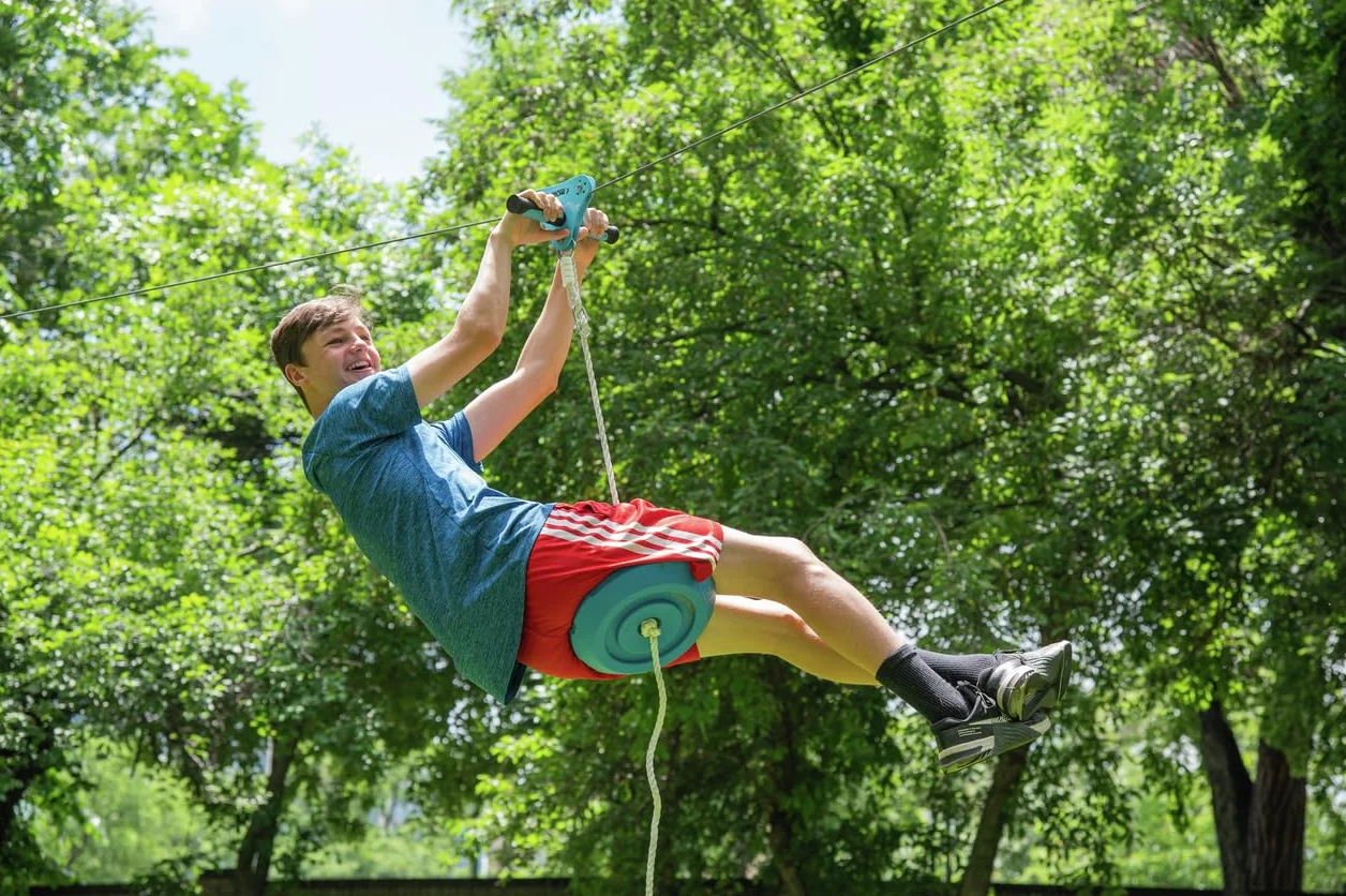 Treline Zipline 30m Montaggio Rapido Carrucola di Sicurezza Kit Installazione Rapida