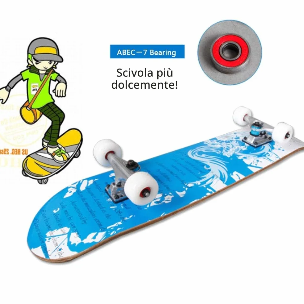 skateboard per evoluzioni da adulti, per principianti, regalo di compleanno, per adolescenti, ragazze, ragazzi e adulti, Tutto nero