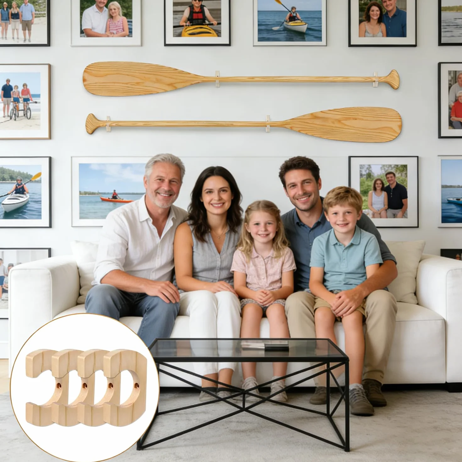 MEISO 4 supporti da parete per pagaia kayak canoa legno canottaggio