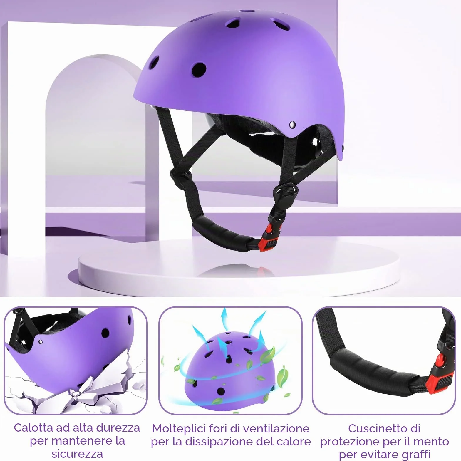 Wayeee Set Protezioni per Bambini Casco Regolabile Ginocchiere Gomitiere per Skateboard Bicicletta