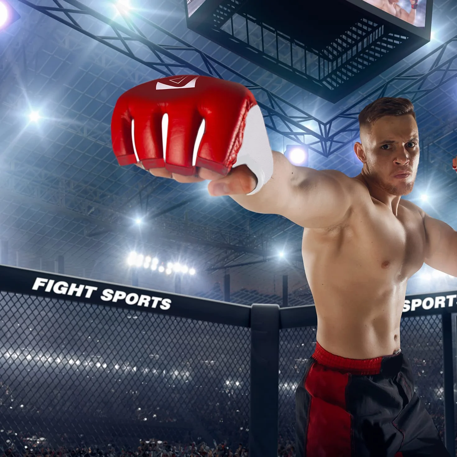 Guantoni da Boxe MMA Palmo Aperto Ecopelle Guantoni per Sacco Allenamento Muay Thai Kickboxing