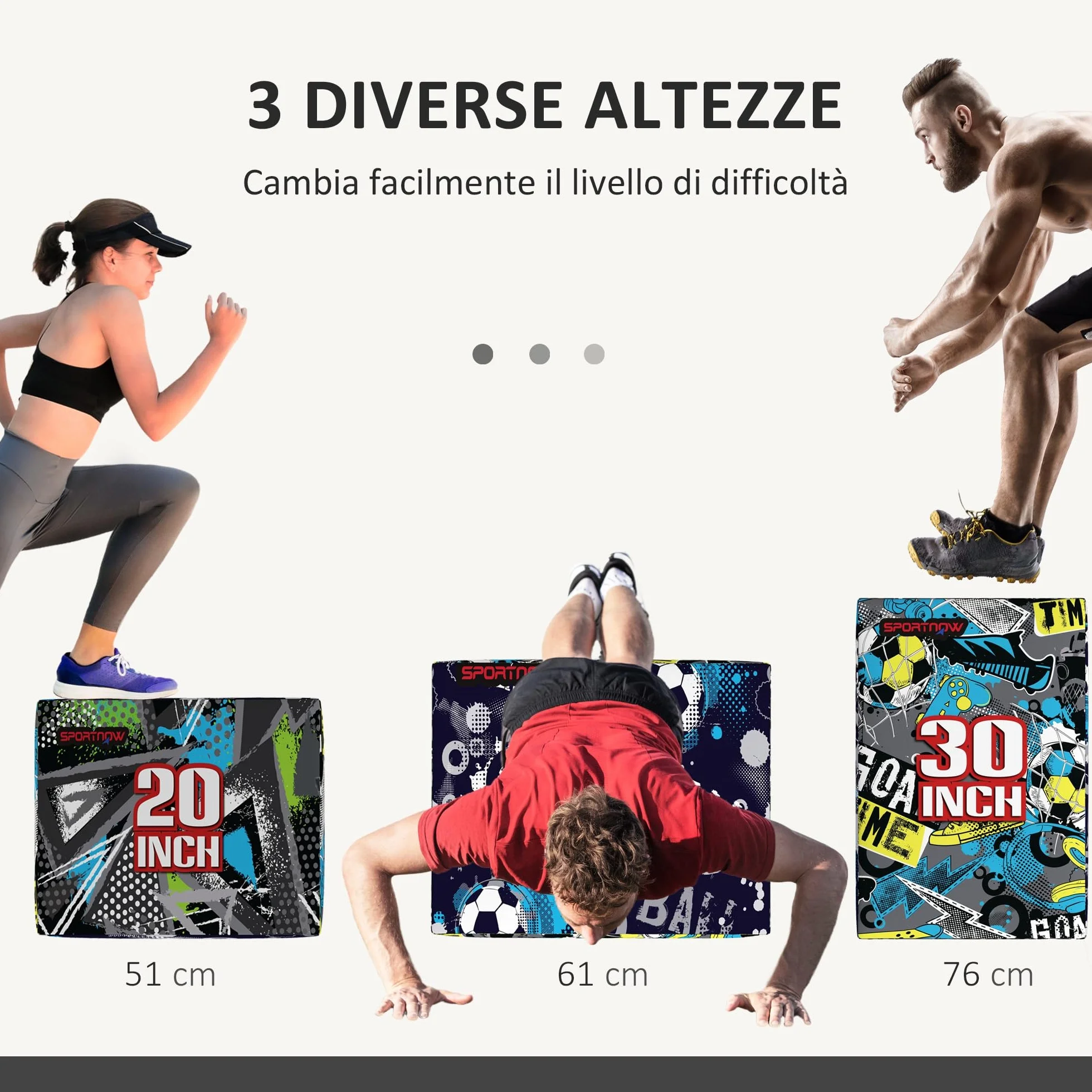 SPORTNOW 3 in 1 Plyo Box, Piattaforma Pliometrica per Allenamento Salti