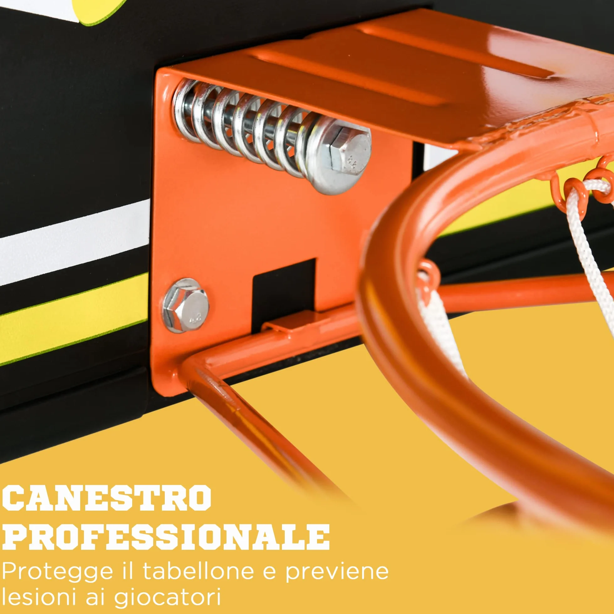 SPORTNOW Canestro Basket Indoor Outdoor Acciaio PE 110x90x70 cm Nero Giallo