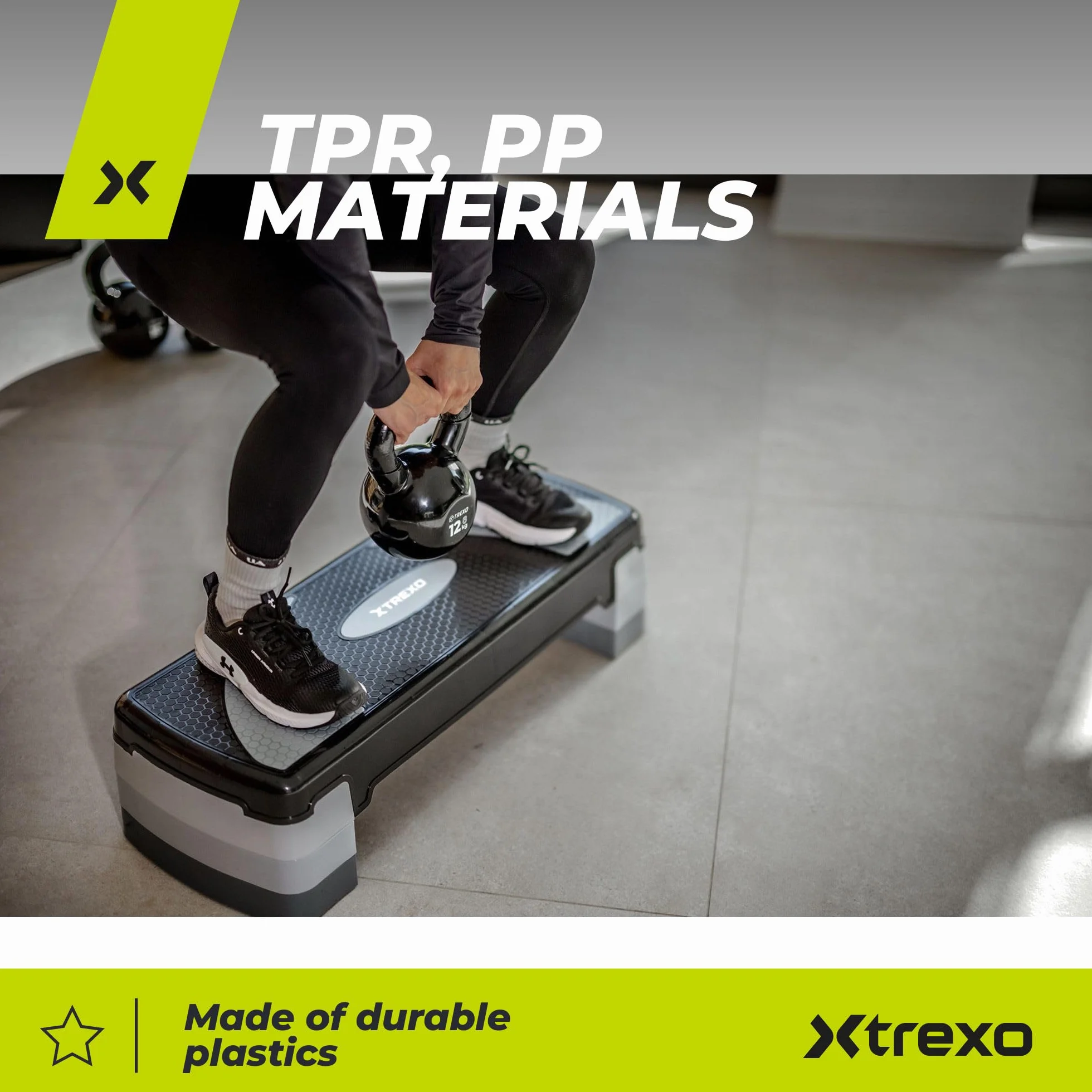 TREXO Aerobic Step 78x30 cm Altezza Regolabile 10-20 cm Polipropilene TPR per Cardio Fitness
