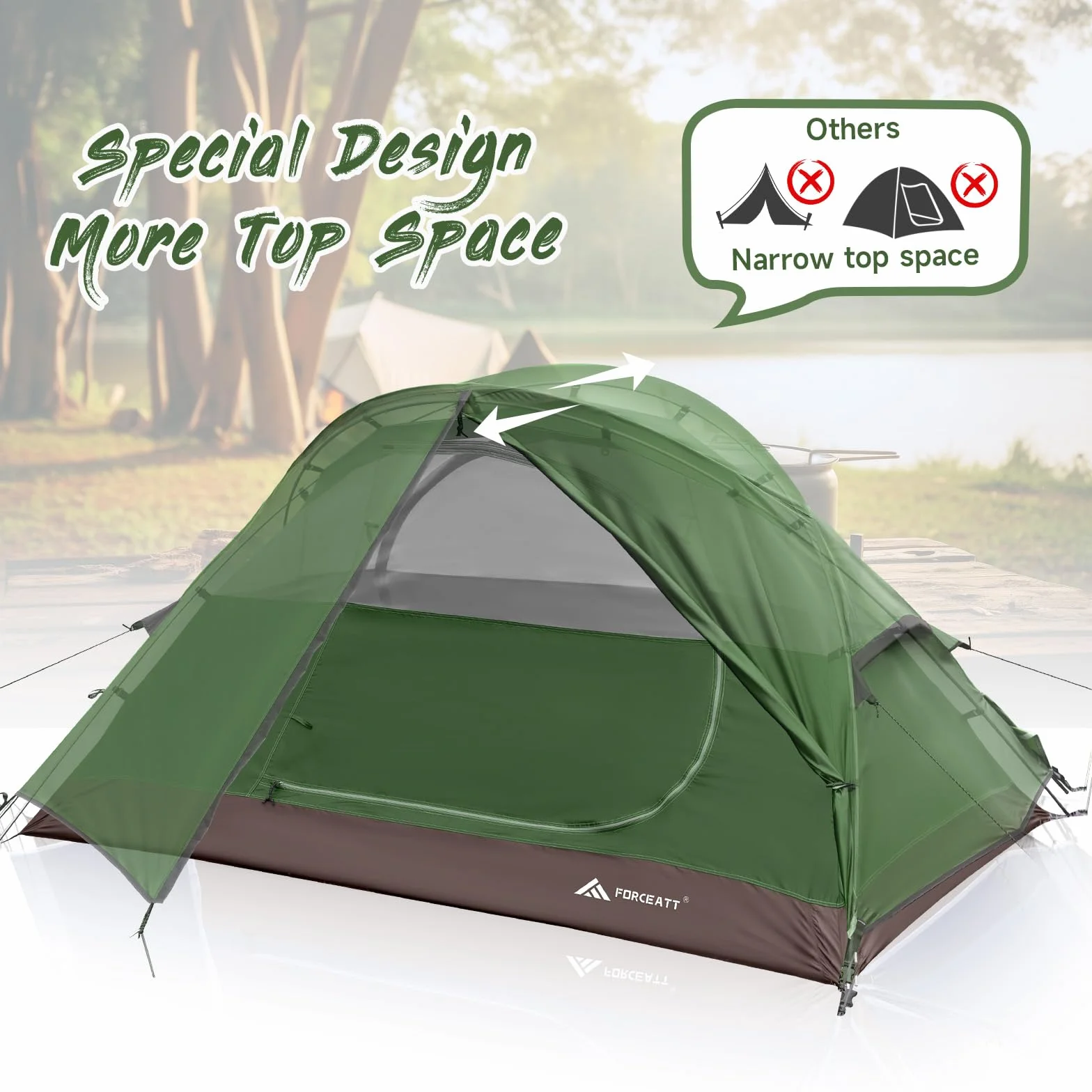 Forceatt Tenda Campeggio 2 Persone Ultraleggera 3-4 Stagioni Impermeabile Antivento