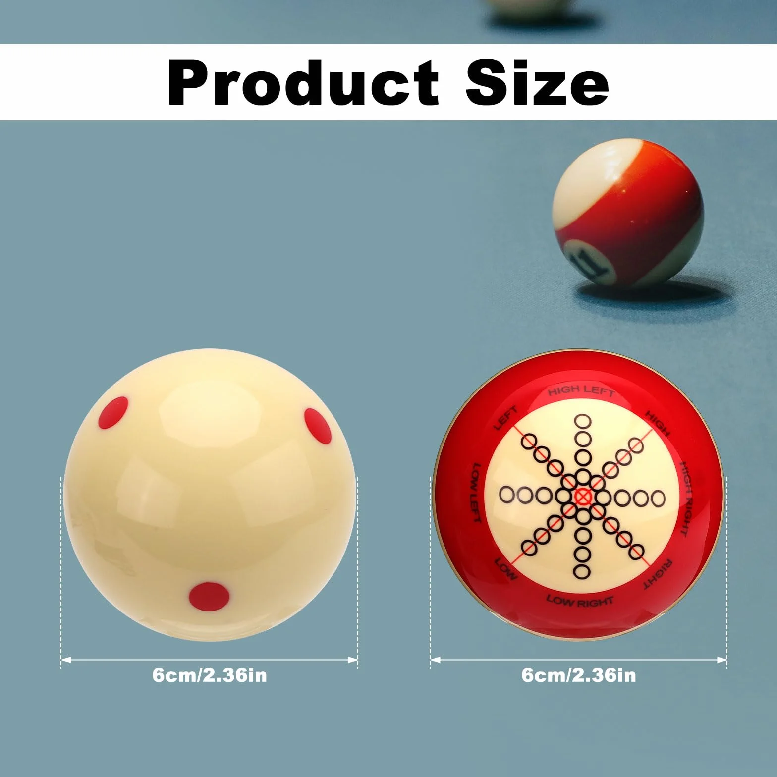Stecca da Biliardo con Punto Rosso 2pz Palline da Allenamento per Piscina Tavolo da Biliardo