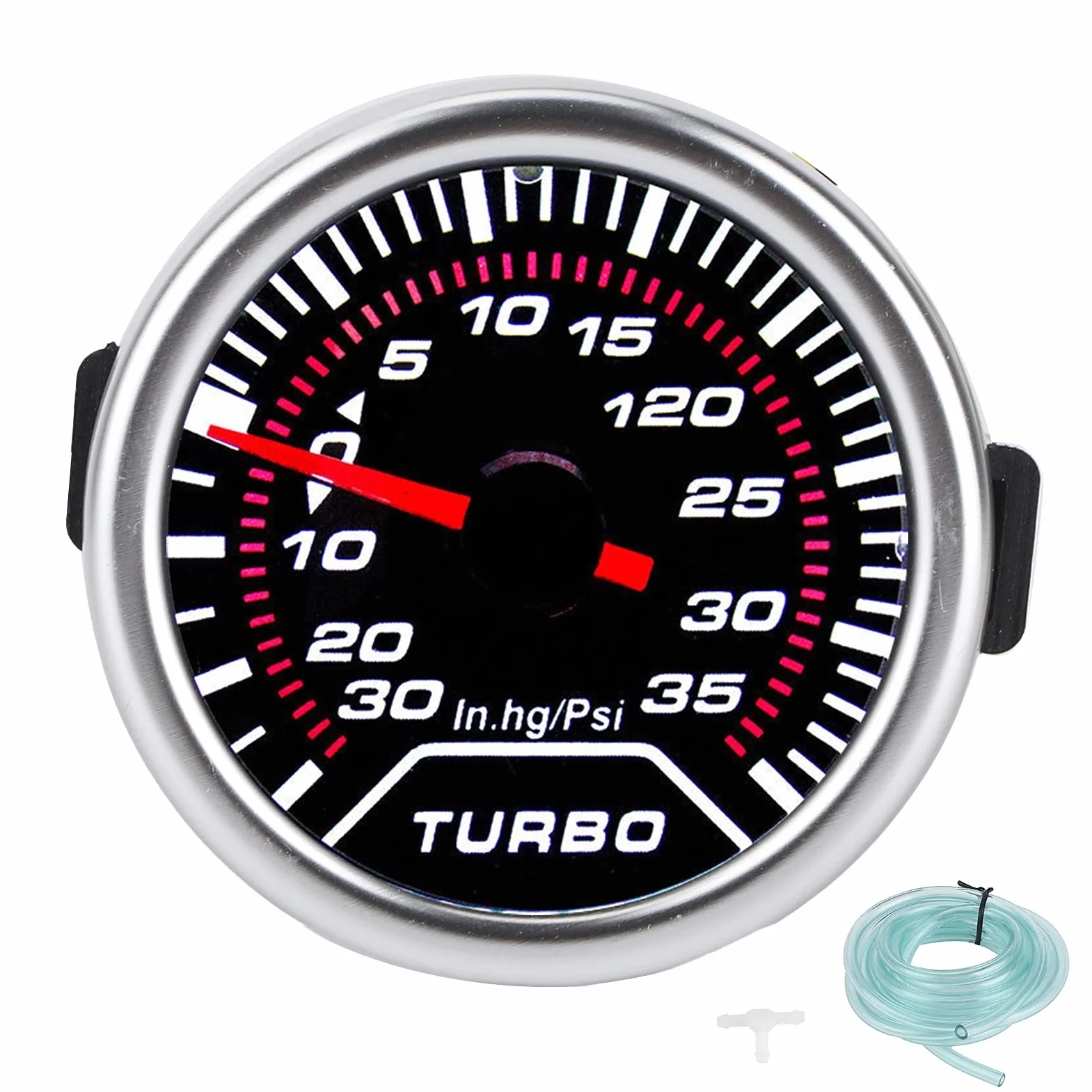 Manometro Turbo Boost, Manometro Turbo Boost in Plastica Universale Misuratore della Pressione del Vuoto 35PSI Lente Fumé Quadrante LED 52mm