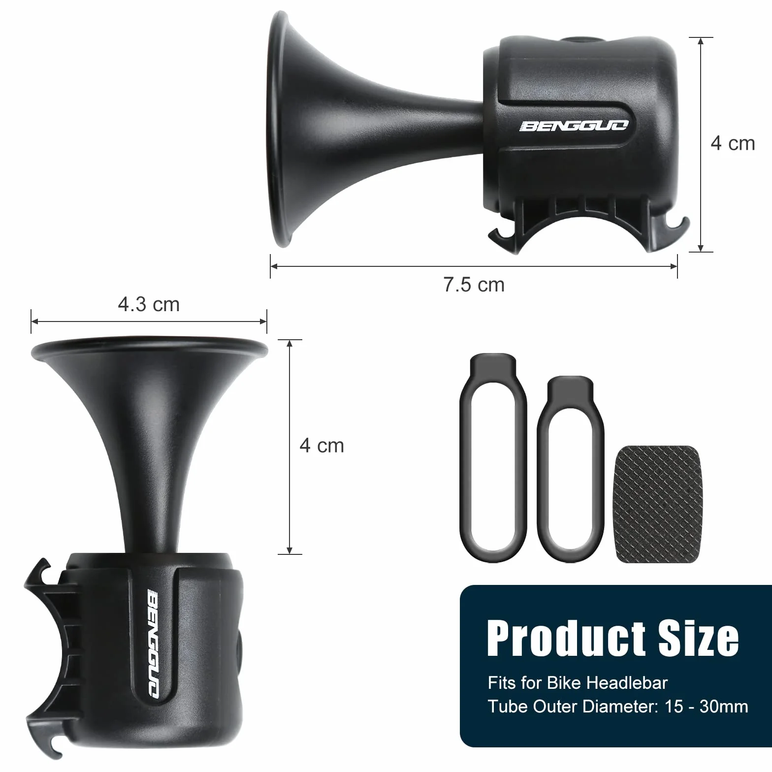 Campanello per Bicicletta 120 dB IPX4, Clacson Elettrico Impermeabile per Manubri 15-30 mm, Nero