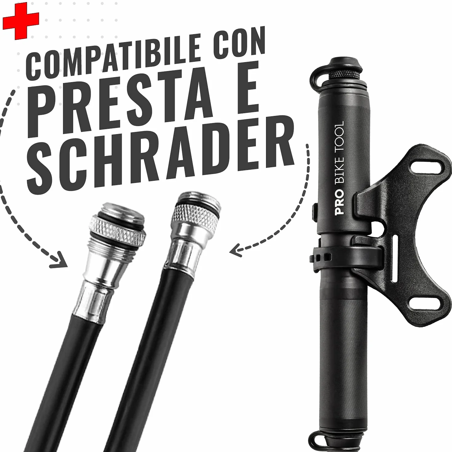 Pro Bike Tool Mini pompa per bicicletta 20 bar Compatibile Presta Schrader