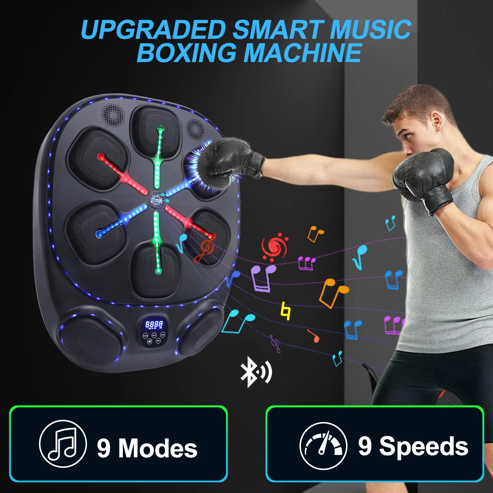 Macchina per la Boxe con Musica Intelligente migliorata Macchina per la Boxe a Muro Bluetooth Regolabile per Bambini e Adulti con Staffa di Montaggio a Muro per l'allenamento del Bersaglio