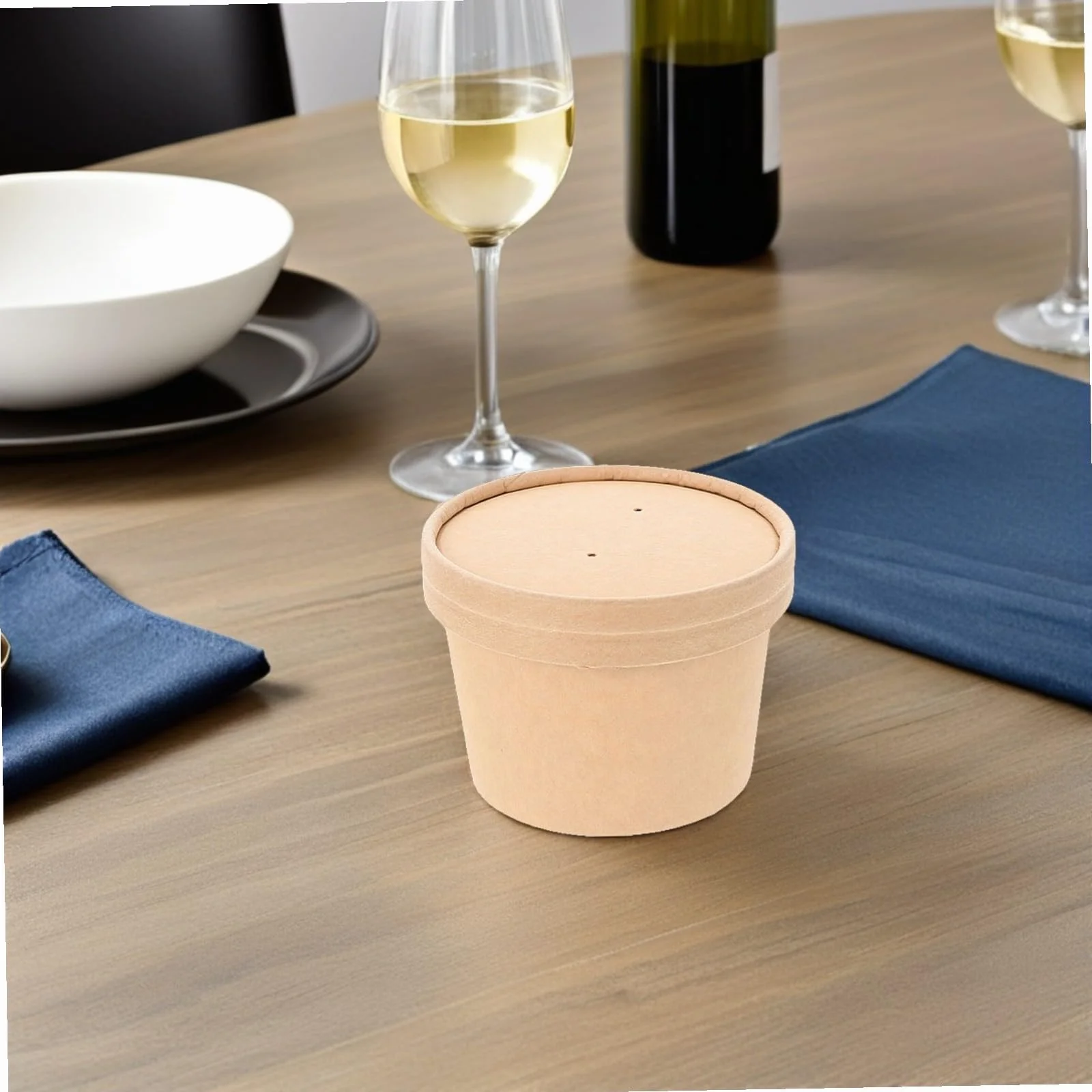 Coppette di Carta per Dessert con Coperchio in Carta Kraft Usa e Getta 10 set