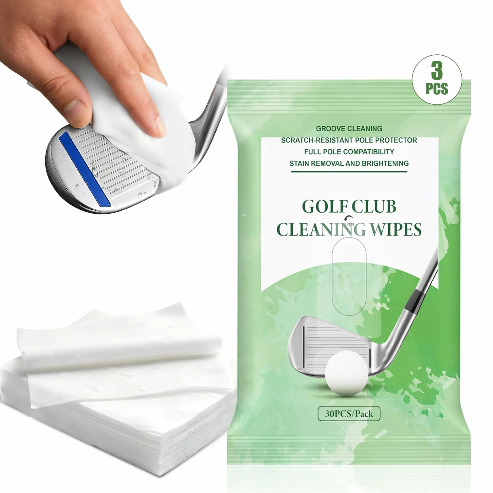 flintronic 3 Pezzi Salviette da Golf, Salviette Detergenti per Aste, Mazze e Palline
