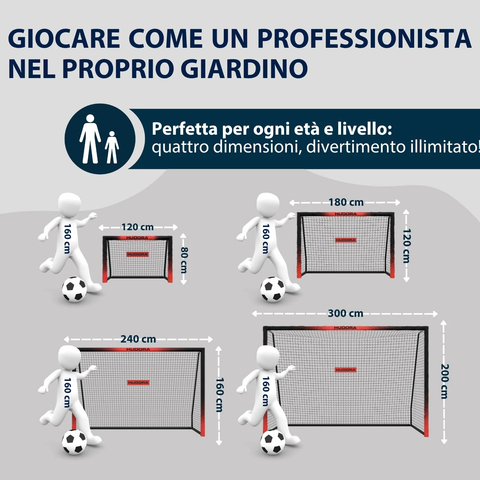 HUDORA Porta da Calcio Pro Tect Advanced – Porta da Calcio all'Aperto con Rete Resistente alle Intemperie per Bambini e Adulti