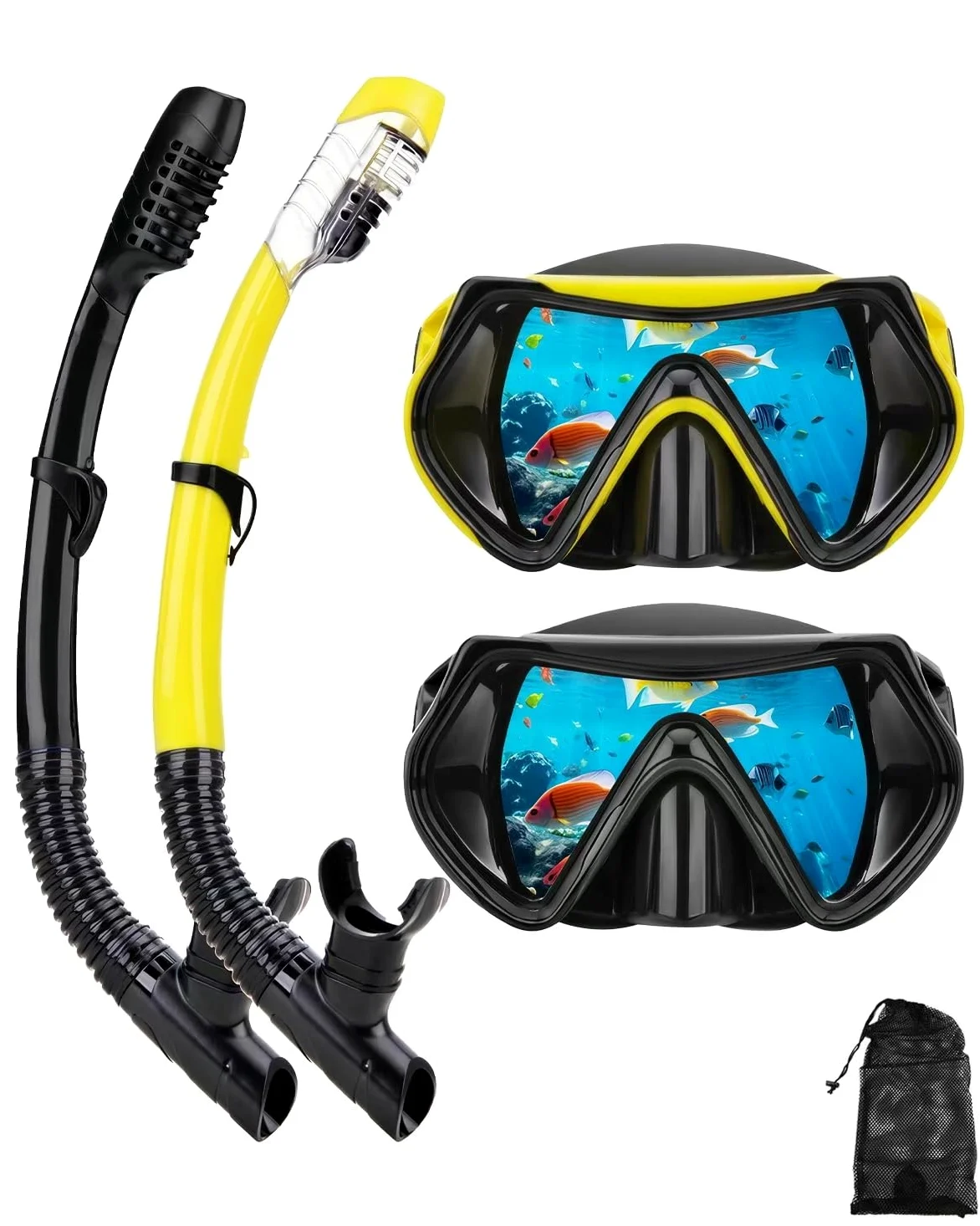 Attrezzatura da snorkeling per adulti, set di maschere da snorkeling a secco, set di maschere per immersioni subacquee per adulti, maschera panoramica per immersioni e snorkeling