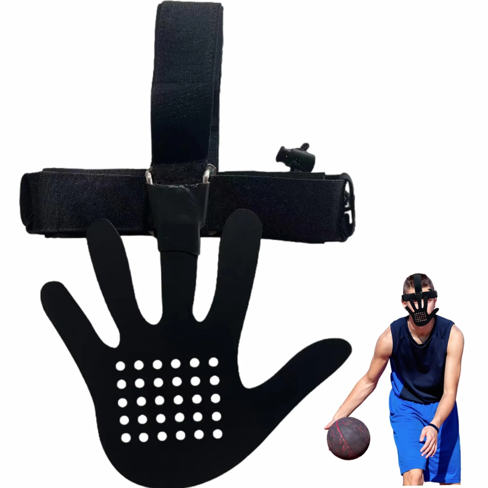 Mano in Faccia Maschera da Basket Regolabile Non Slip Leggera Traspirata per Allenamento