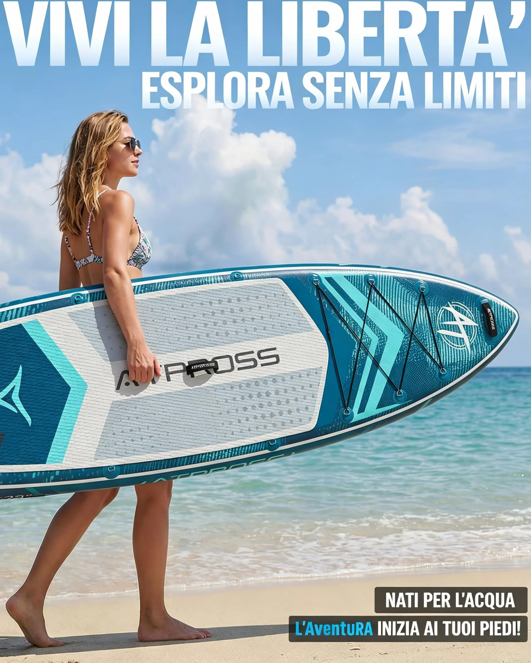 Tavola SUP Gonfiabile 320x84cm Stand Up Paddle Extra Largo per 2 Persone, Portata 200kg, Canoa Gonfiabile Stabile Antiscivolo