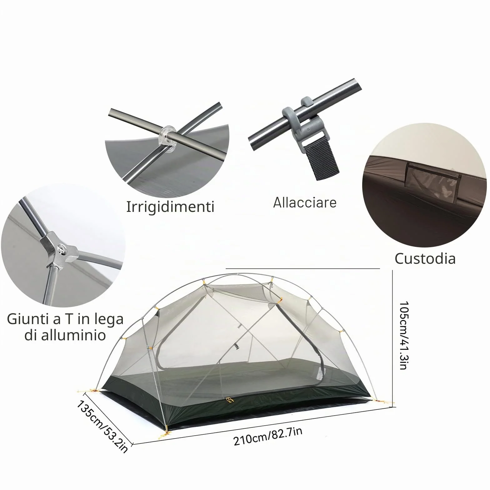 Naturehike Mongar Tenda Campeggio 2 Posti Ultraleggera Impermeabile per Alpinismo