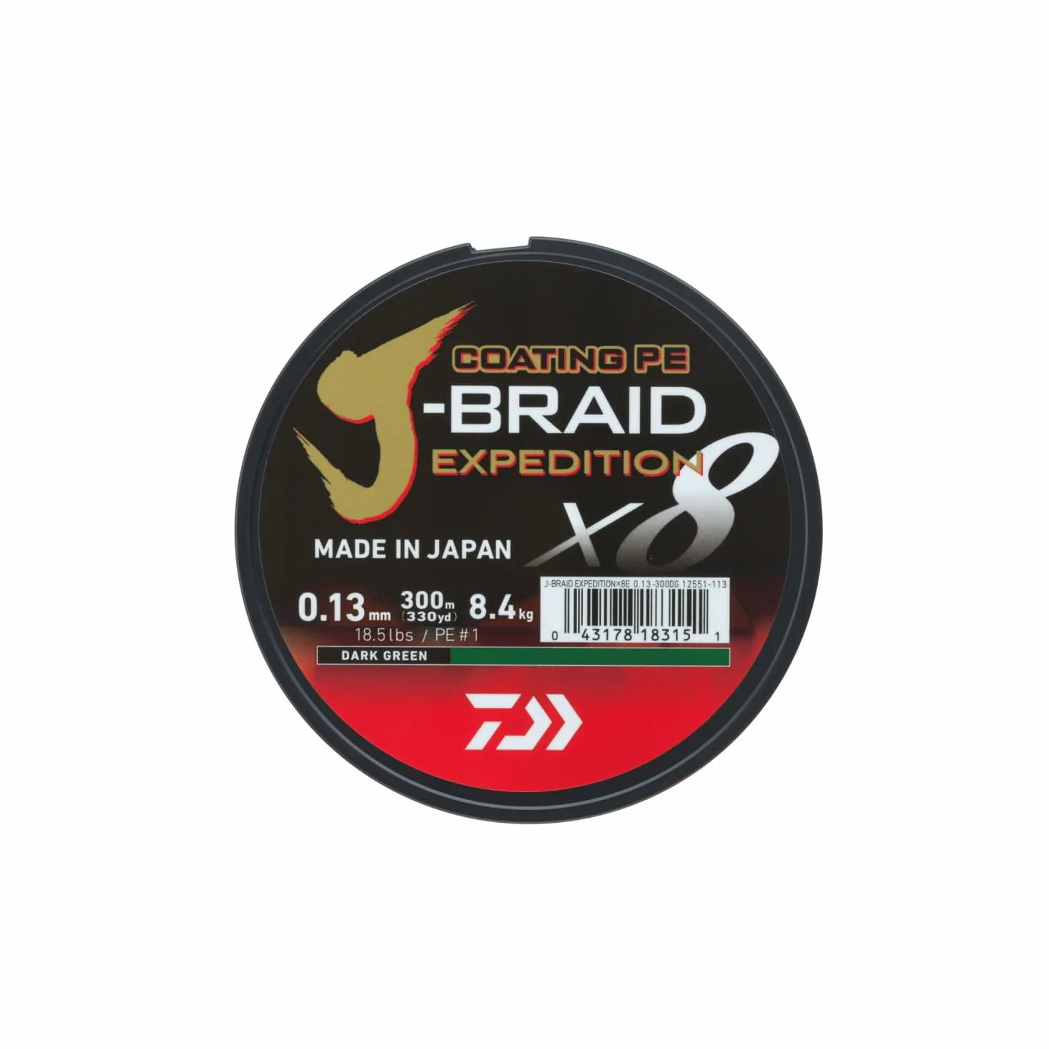 DAIWA J-Braid Expedition X8E 300m Dark Green Lenza Intrecciata