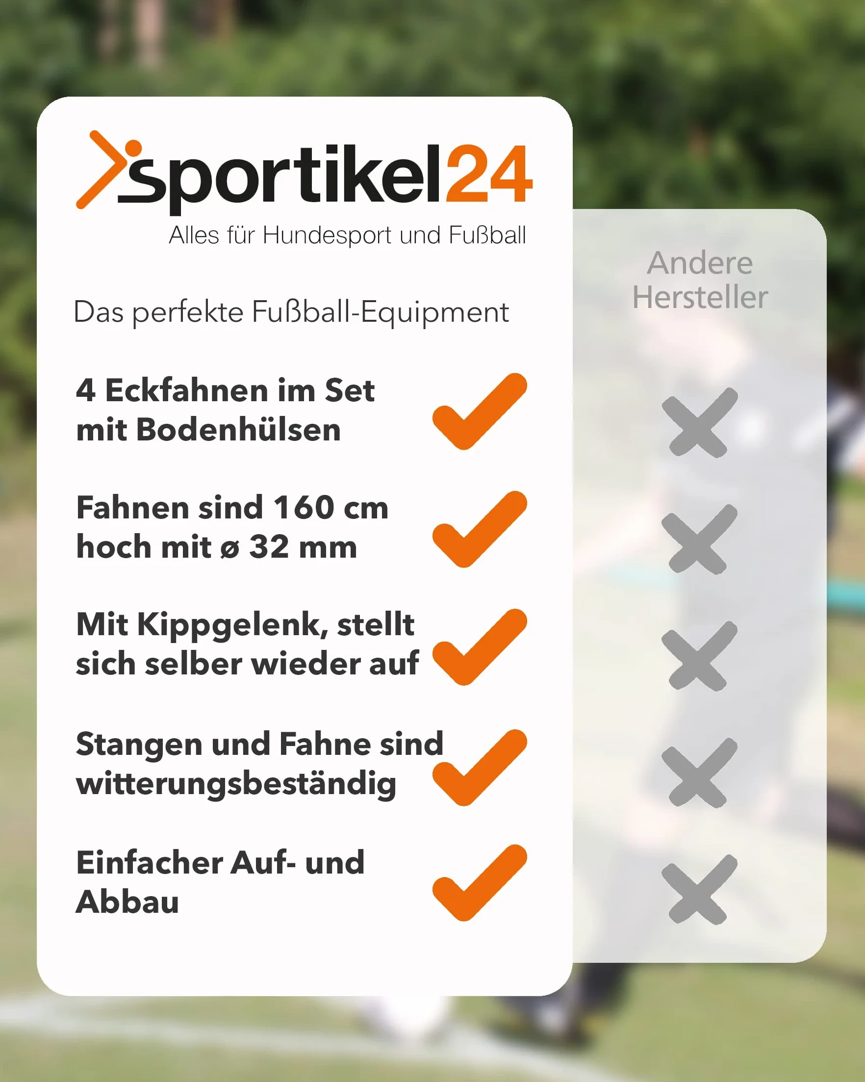 Bandiere angolari con giunto ribaltabile 4 in set 160 cm per calcio e sport