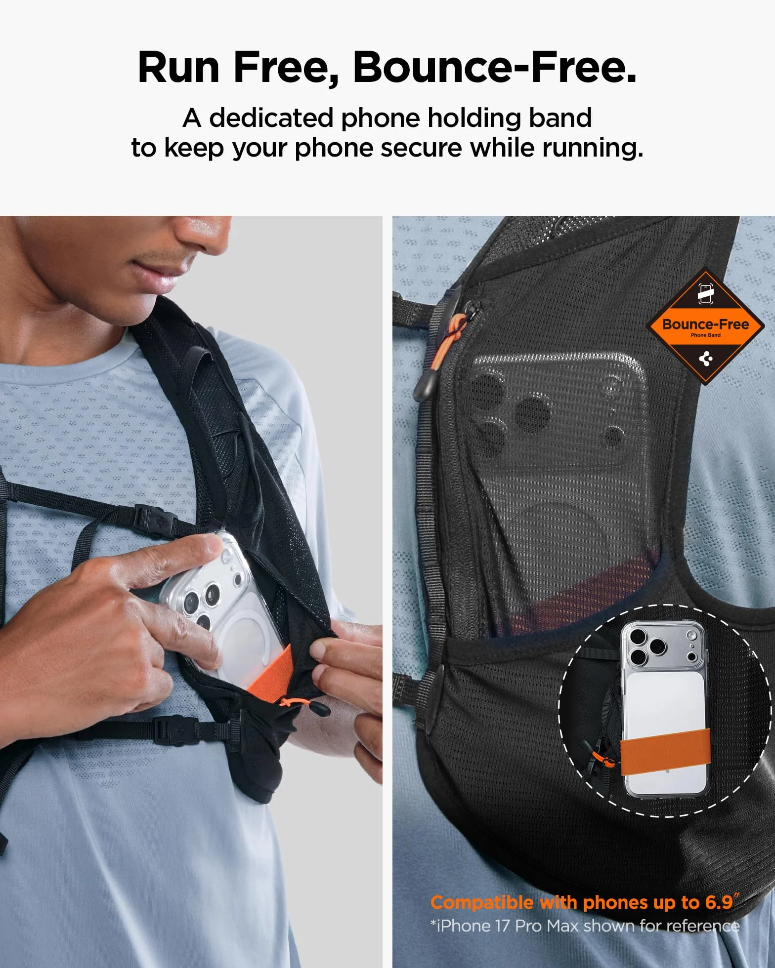 Spigen Gilet Running 5L con Flask 500ml, Supporto Smartphone, Vestibilità Regolabile M/L Active Black
