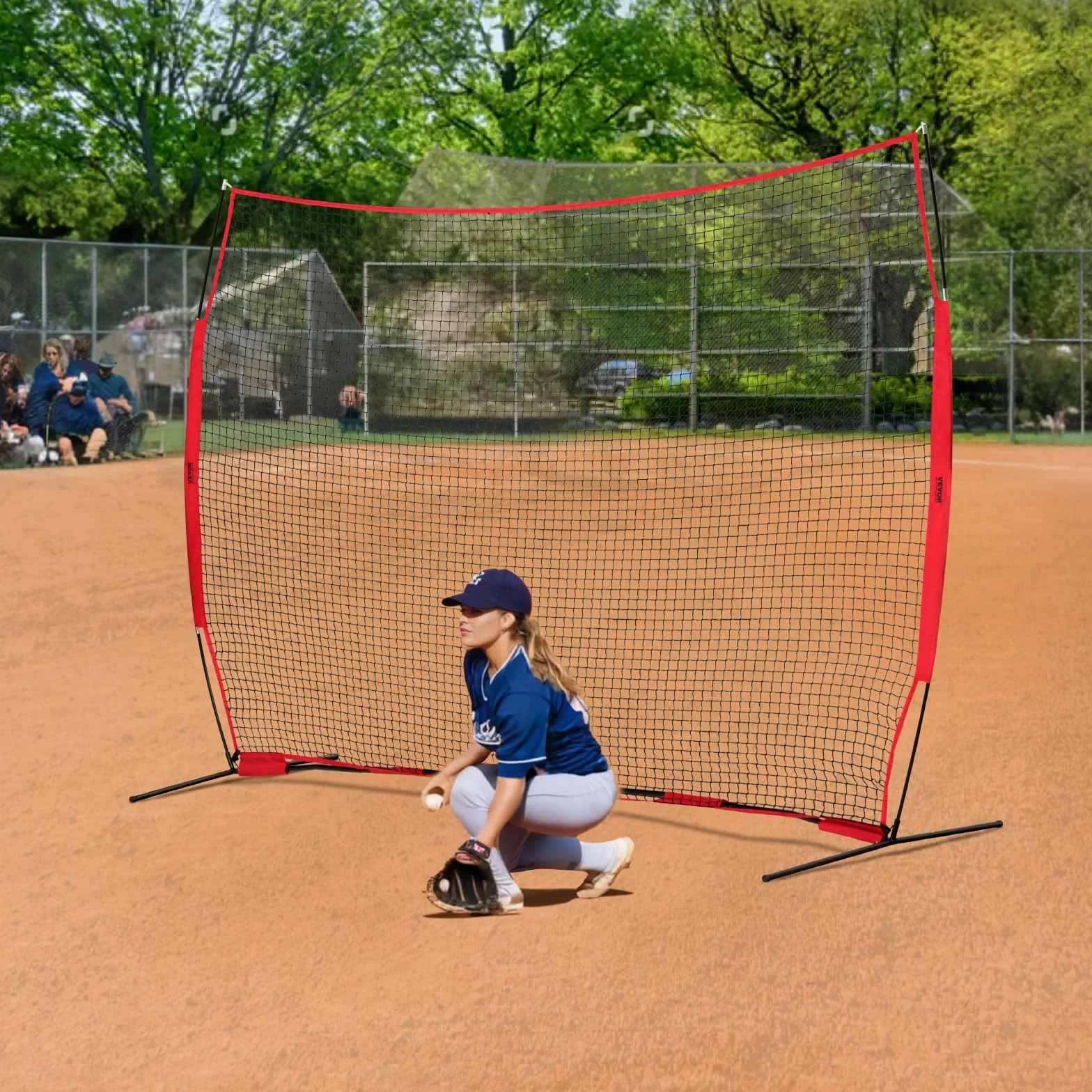 VEVOR Barricade Backstop Rete, Barriera sportiva per palloni, attrezzatura portatile per pratica con borsa per il trasporto, schermo di protezione per baseball, softball, lacrosse, calcio, hockey,