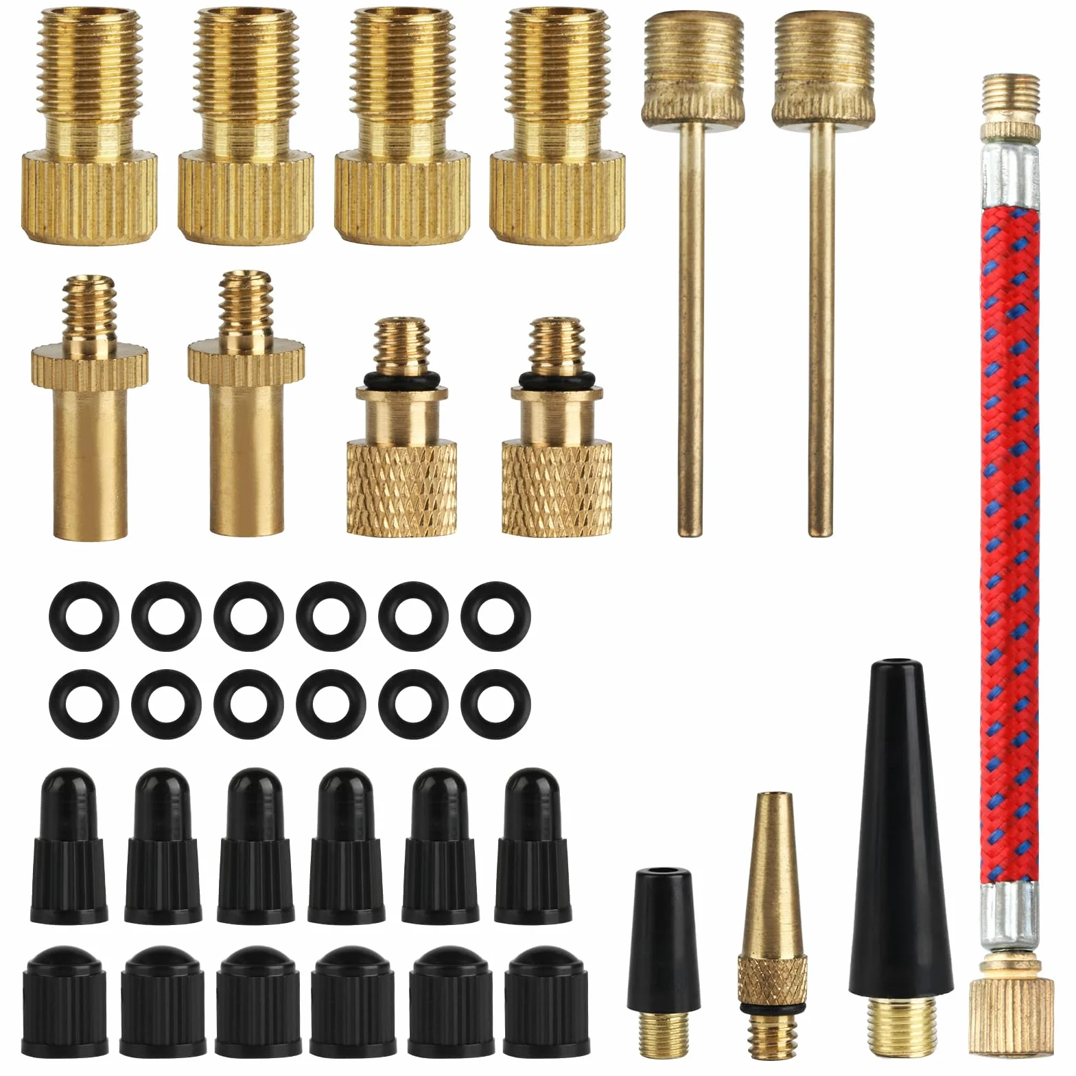 Adattatore Valvola Bicicletta SV DV AV 36 Pezzi Set Gonfiaggio Pompa