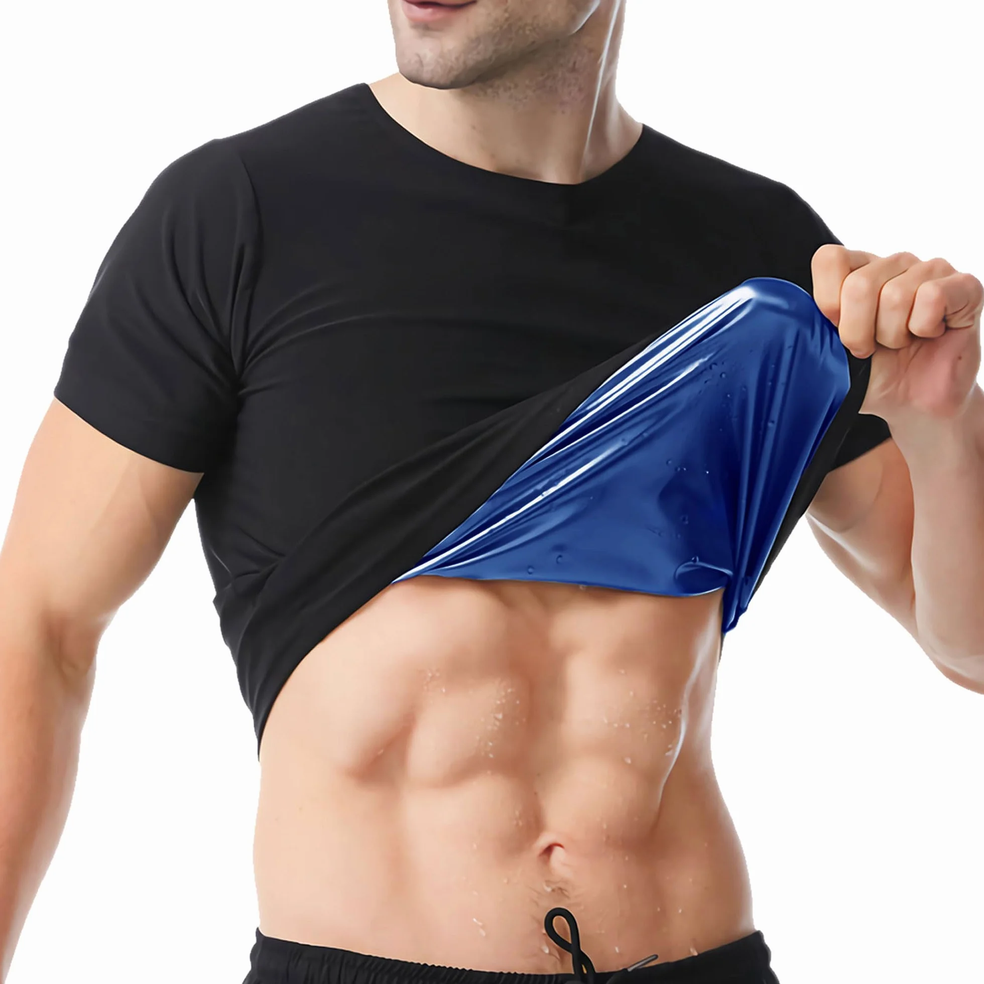 Sauna Shirt for Men Short Sleeve Sweat Body Shaper Vest Gym Exercise Top