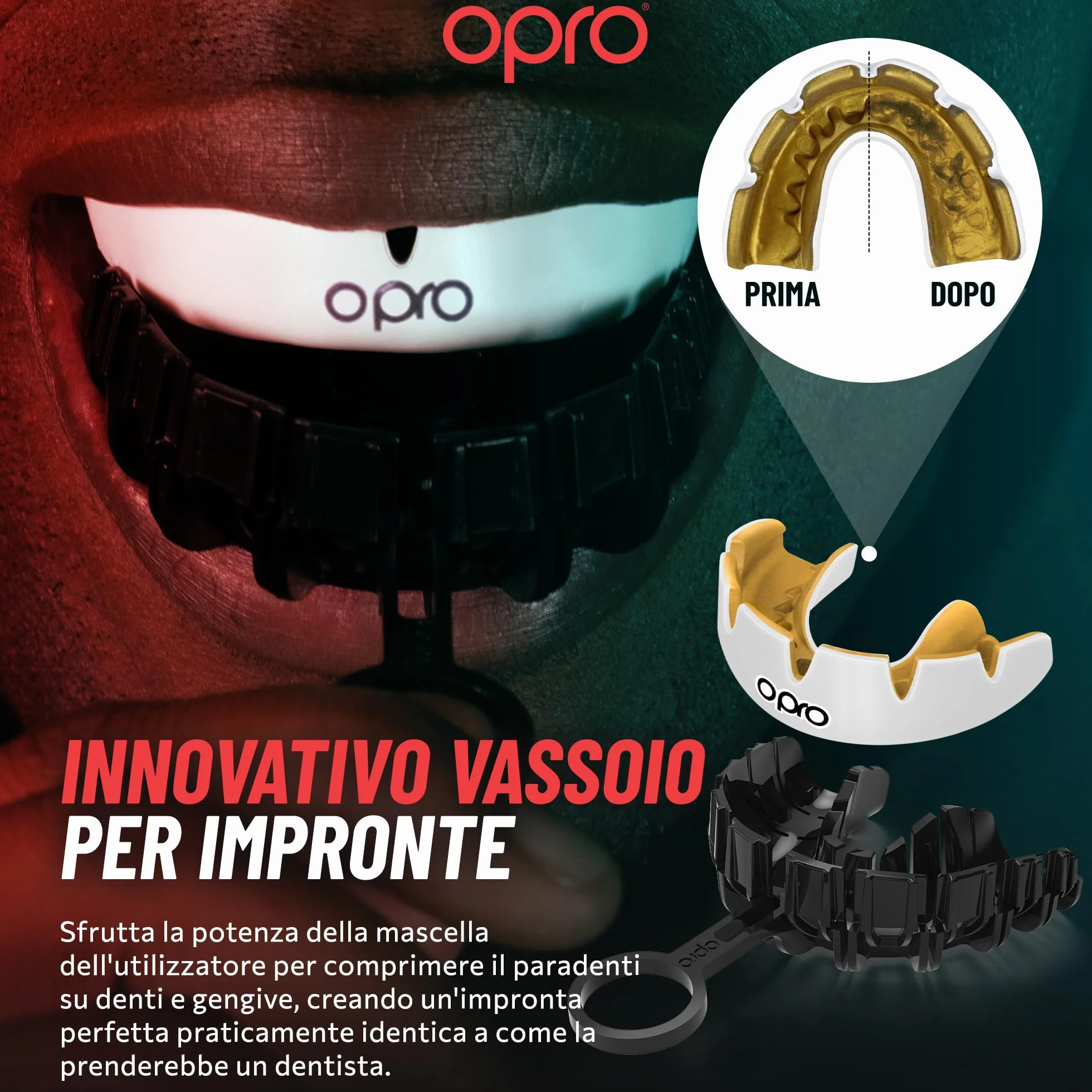 Paradenti per Apparecchi Ortodontici Instant Custom-Fit per Boxe, MMA, Rugby, Hockey - Automodellante - Protezione Dentale Adulti 10+